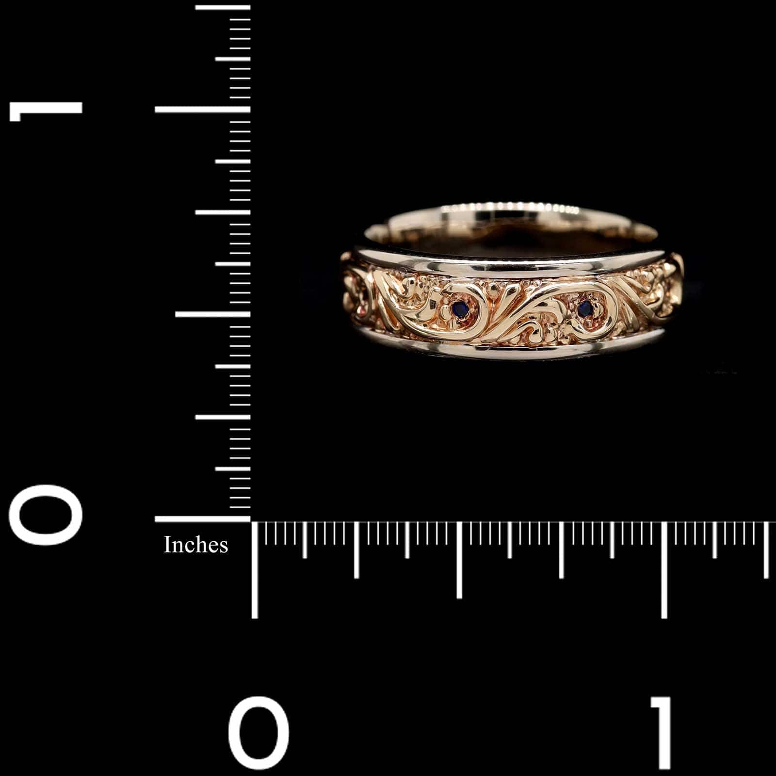 14K Rose and White Gold Estate Sapphire Band - Image 4