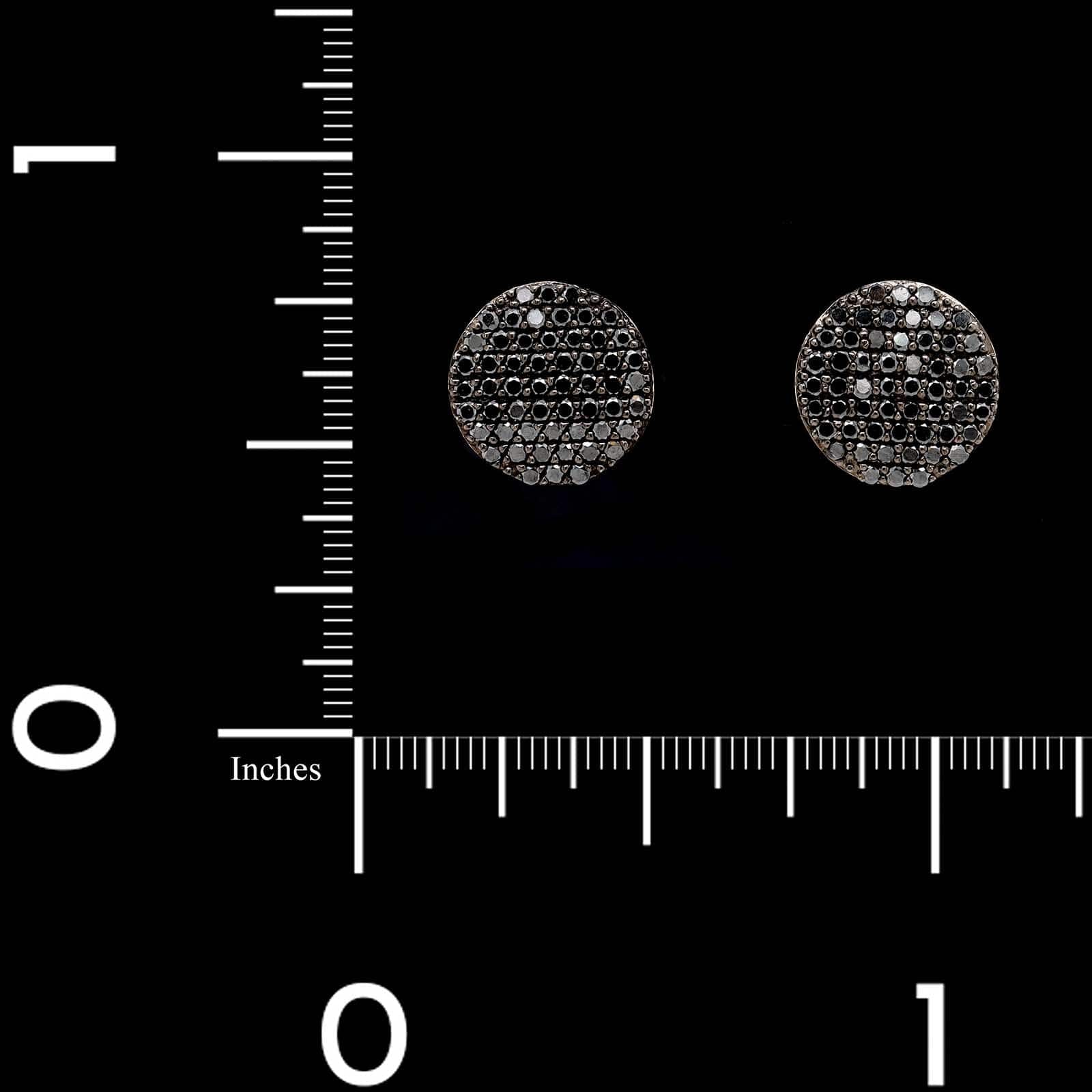 14K Rose Gold Estate Black Diamond Pave Earrings - Image 2