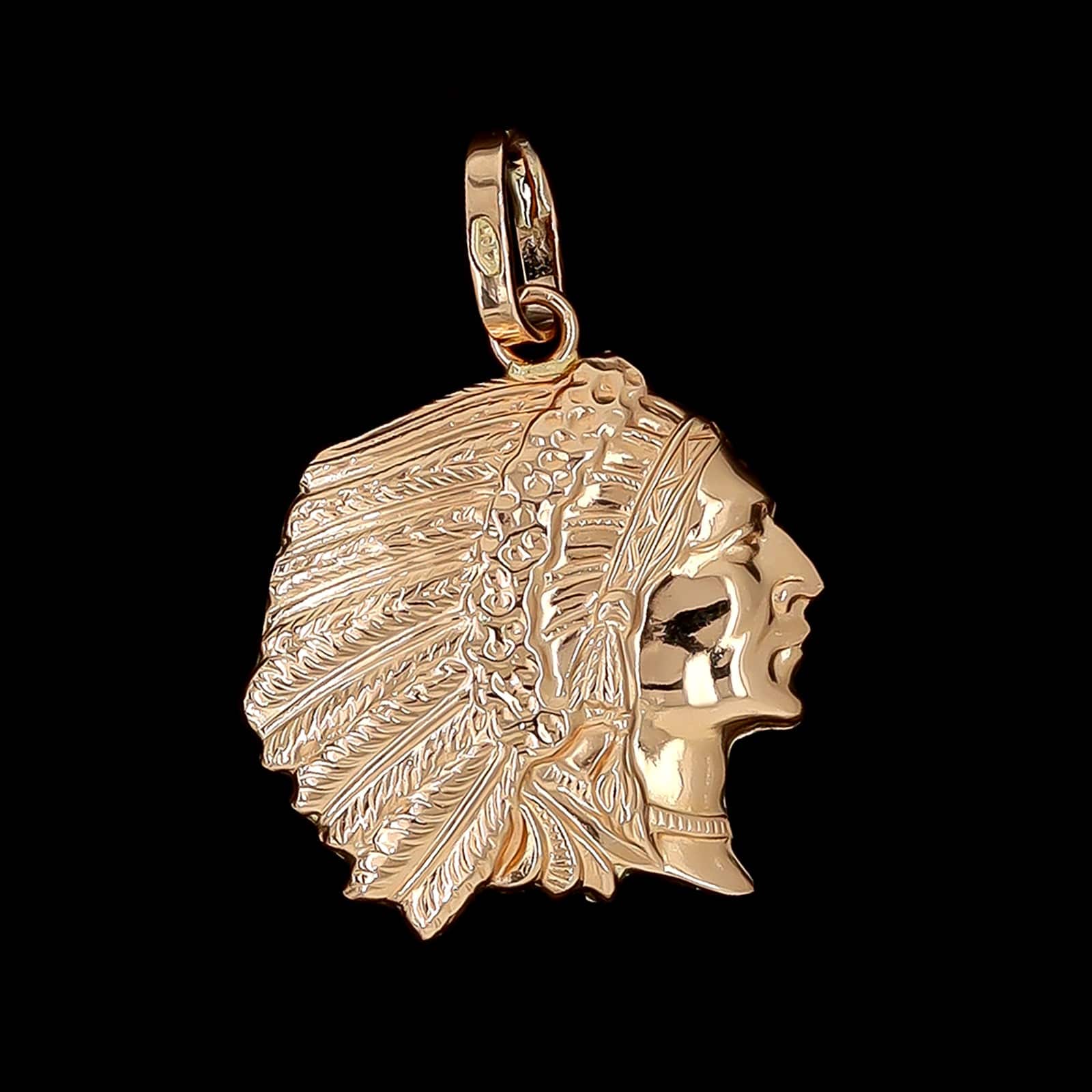 14K Rose Gold Estate Chief Head Charm - Image 2