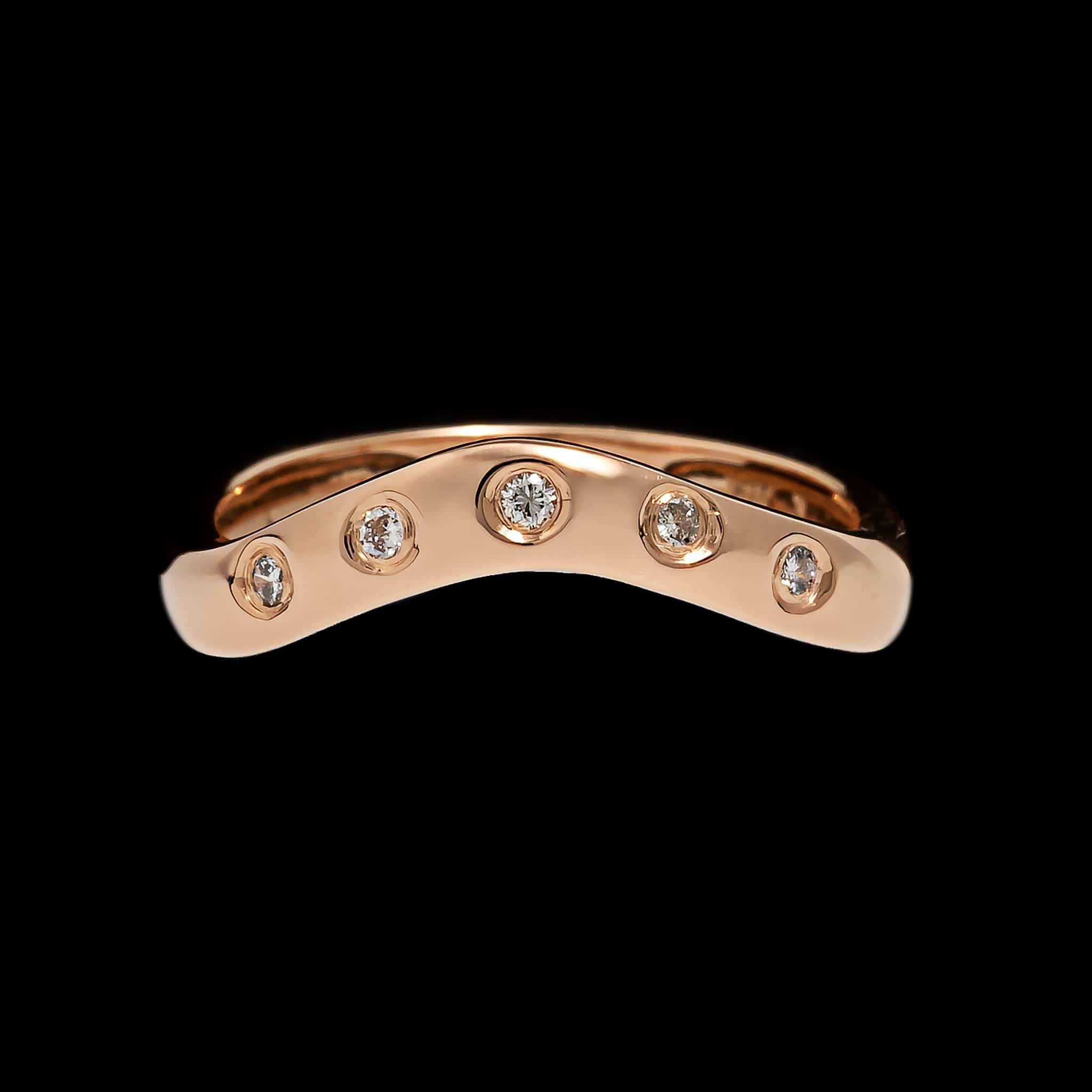 14K Rose Gold Estate Diamond Curved Band