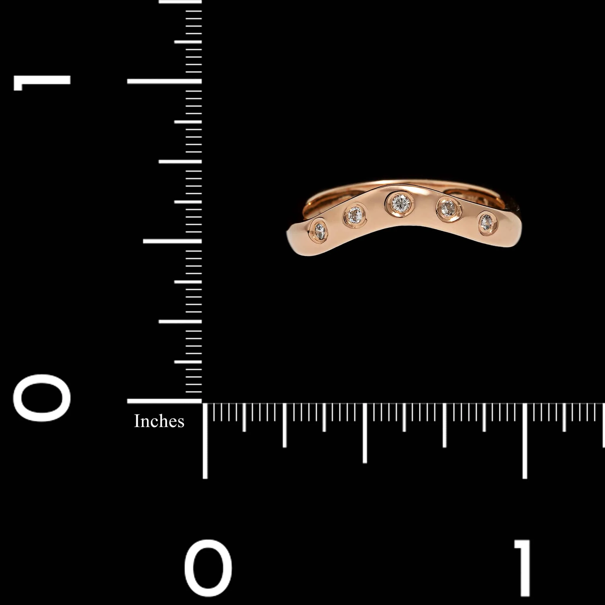 14K Rose Gold Estate Diamond Curved Band - Image 3