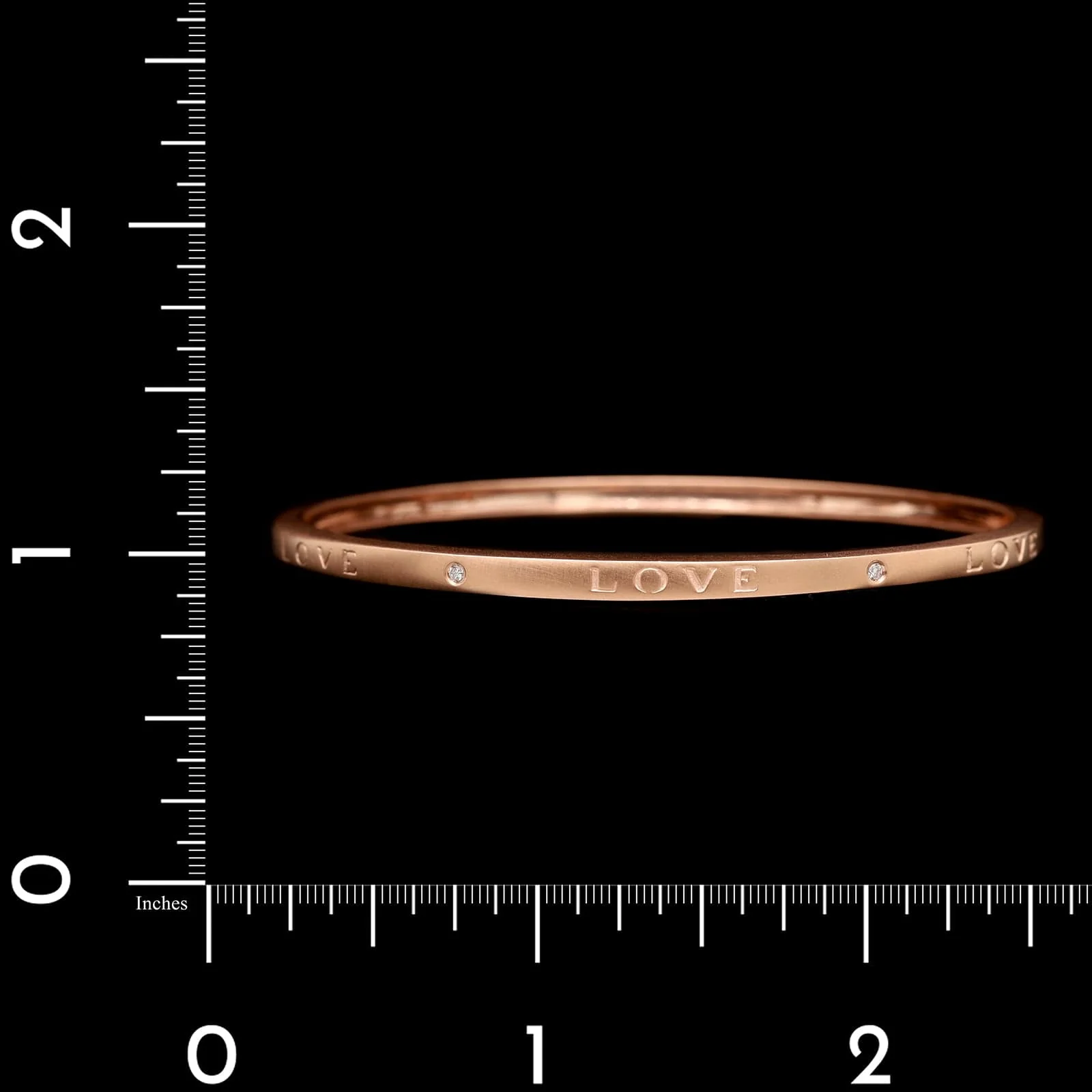 14K Rose Gold Estate Diamond Love Bangle Bracelet - Image 3