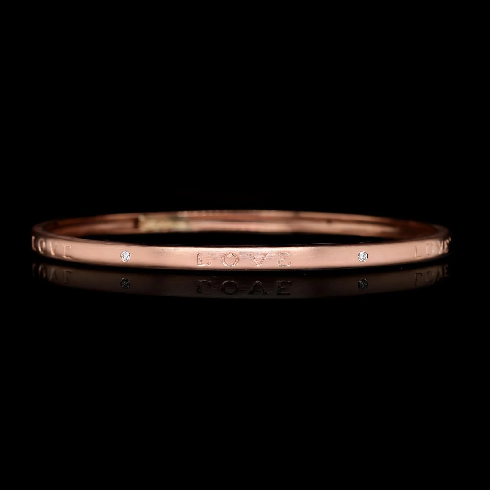 14K Rose Gold Estate Diamond Love Bangle Bracelet