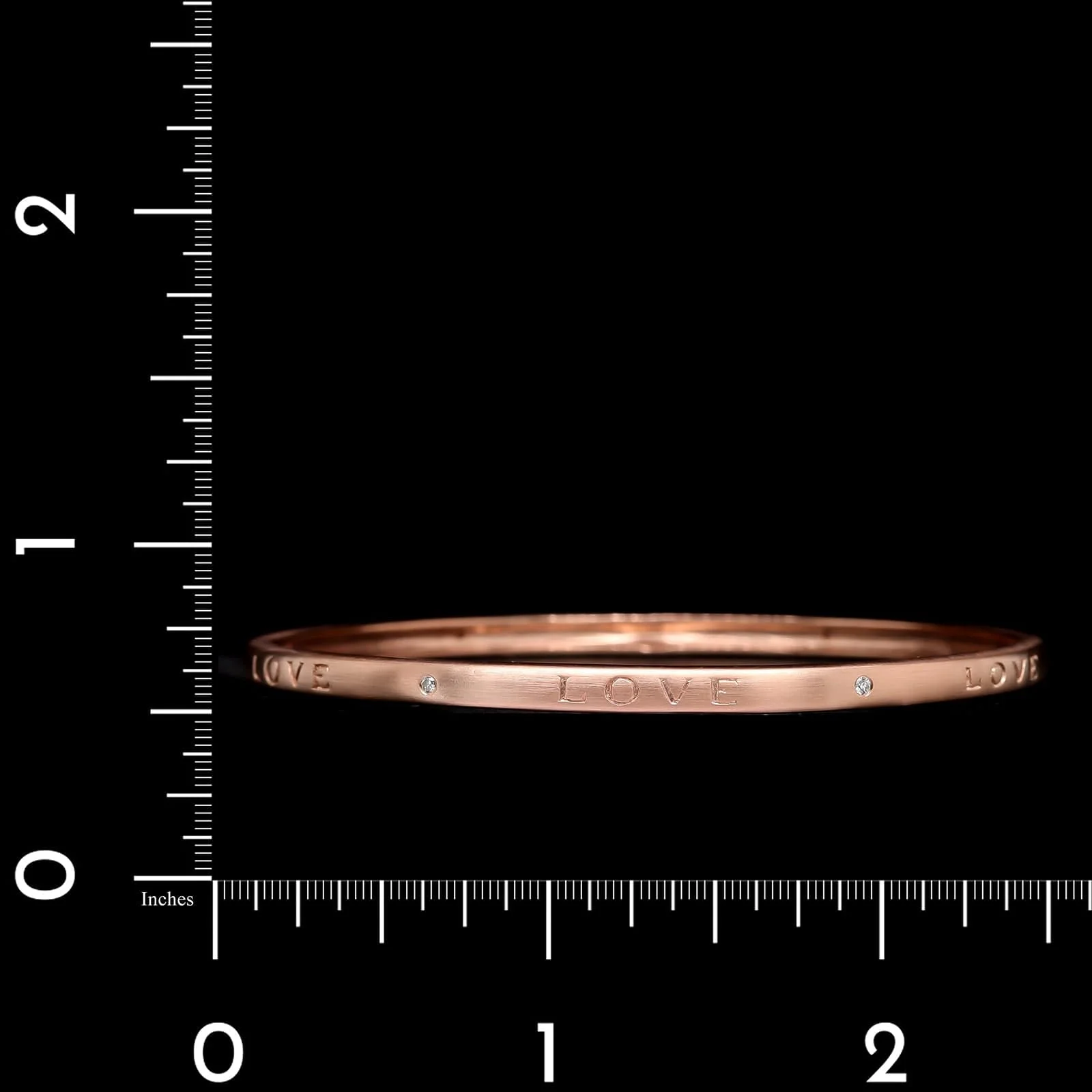 14K Rose Gold Estate Diamond Love Bangle Bracelet - Image 3