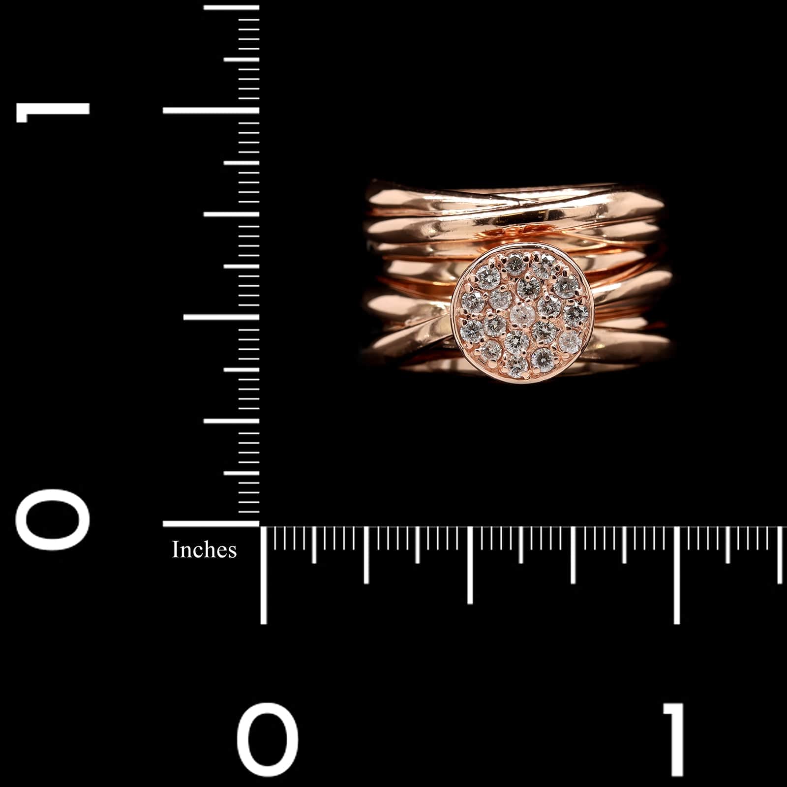 14K Rose Gold Estate Diamond Multi Row Ring - Image 4