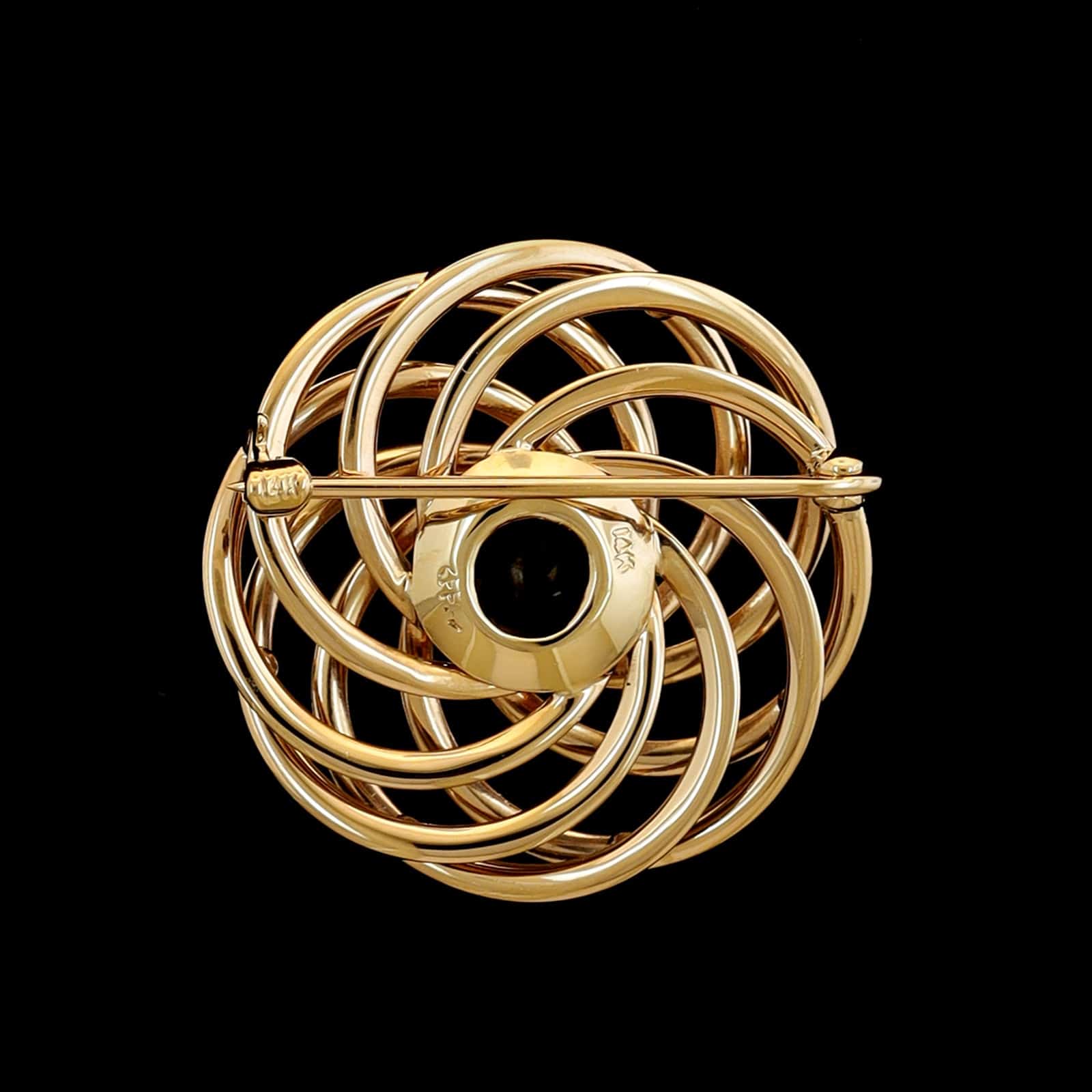 14K Rose Gold Estate Garnet Swirl Pin - Image 2