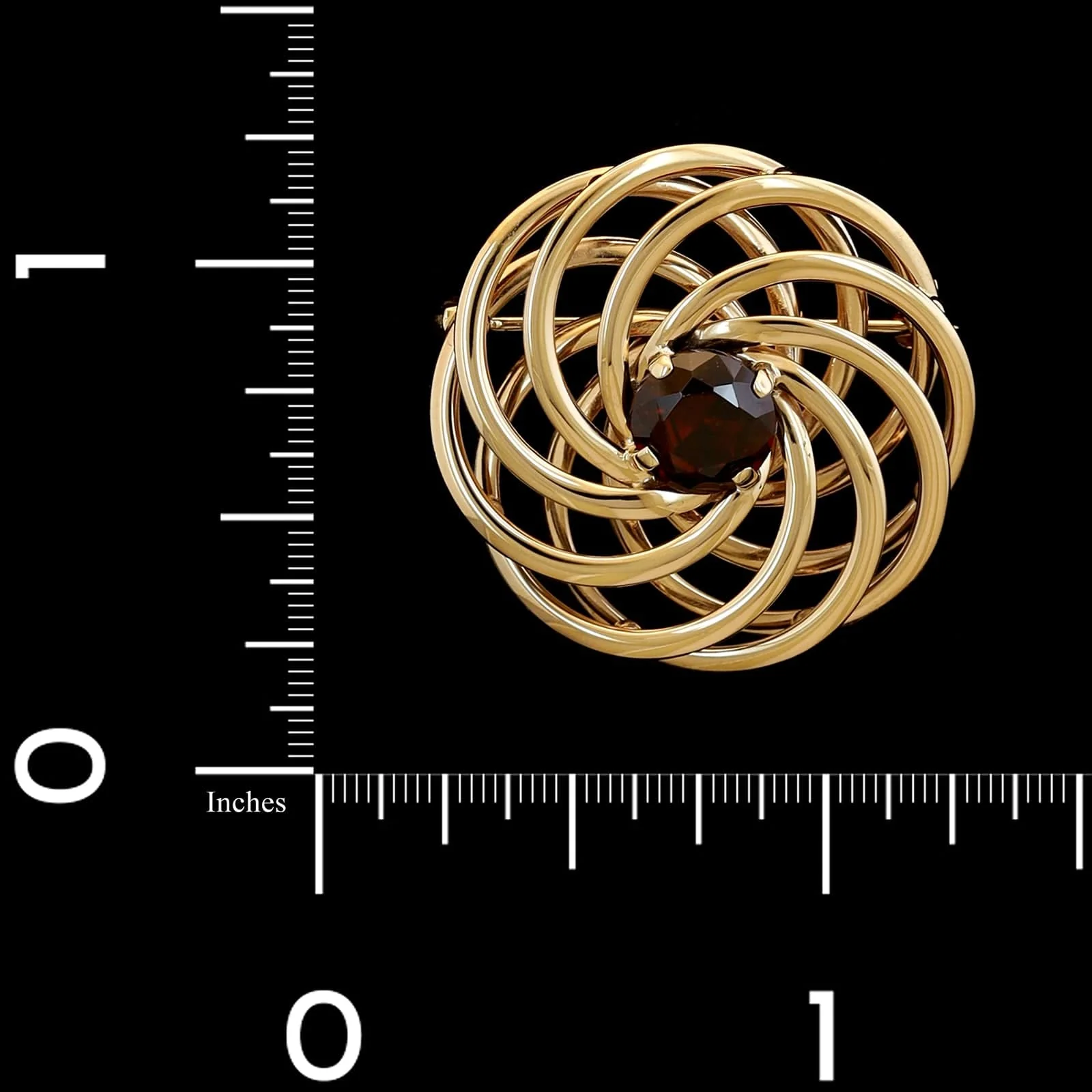 14K Rose Gold Estate Garnet Swirl Pin - Image 3