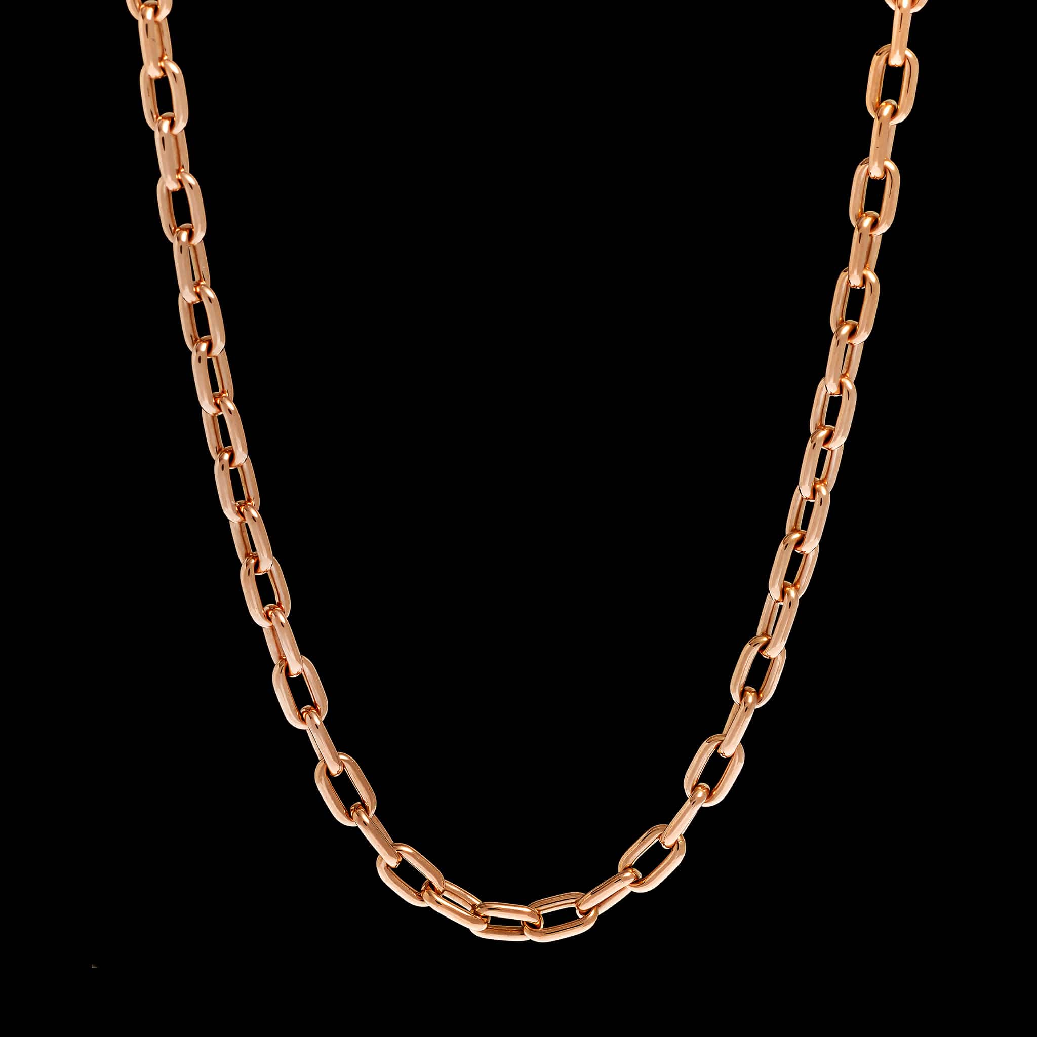 14K Rose Gold Estate Oval Link Necklace