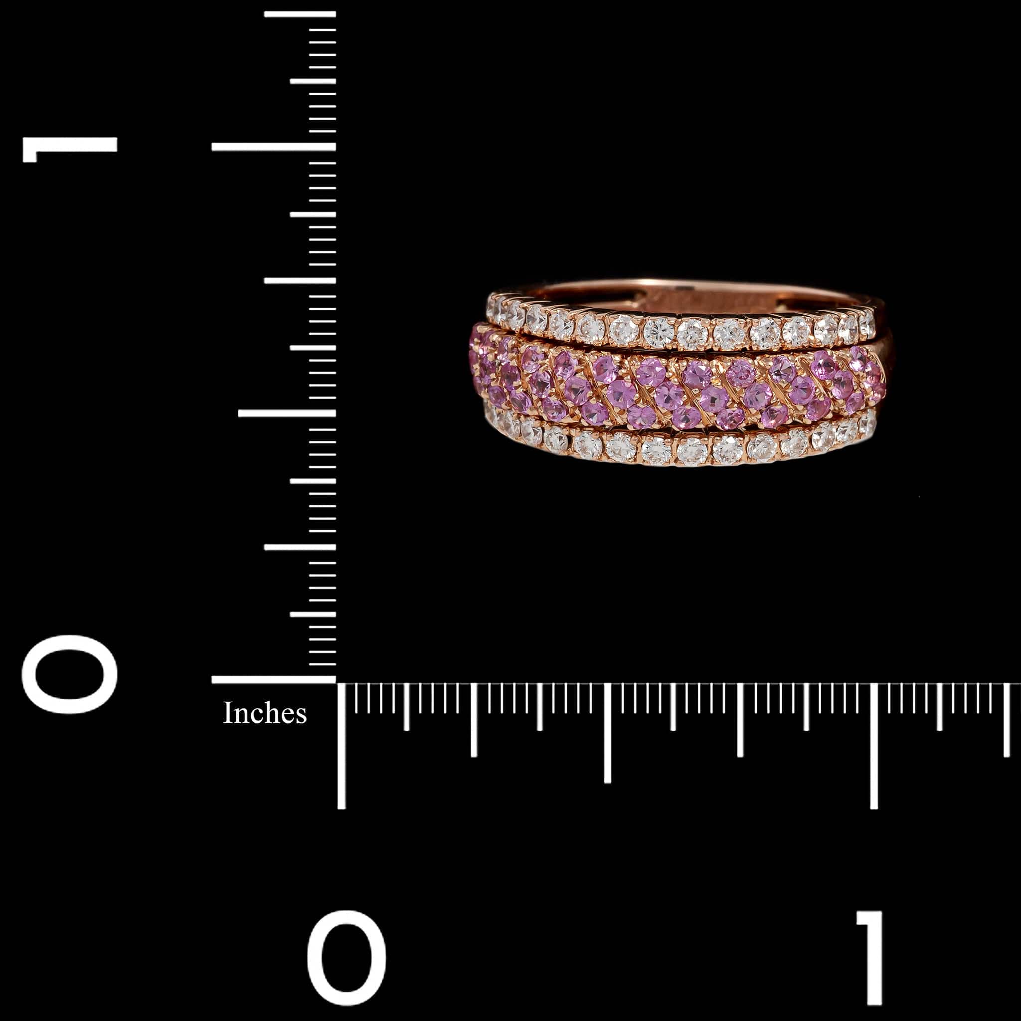 14K Rose Gold Estate Pink Sapphire and Diamond Ring - Image 3