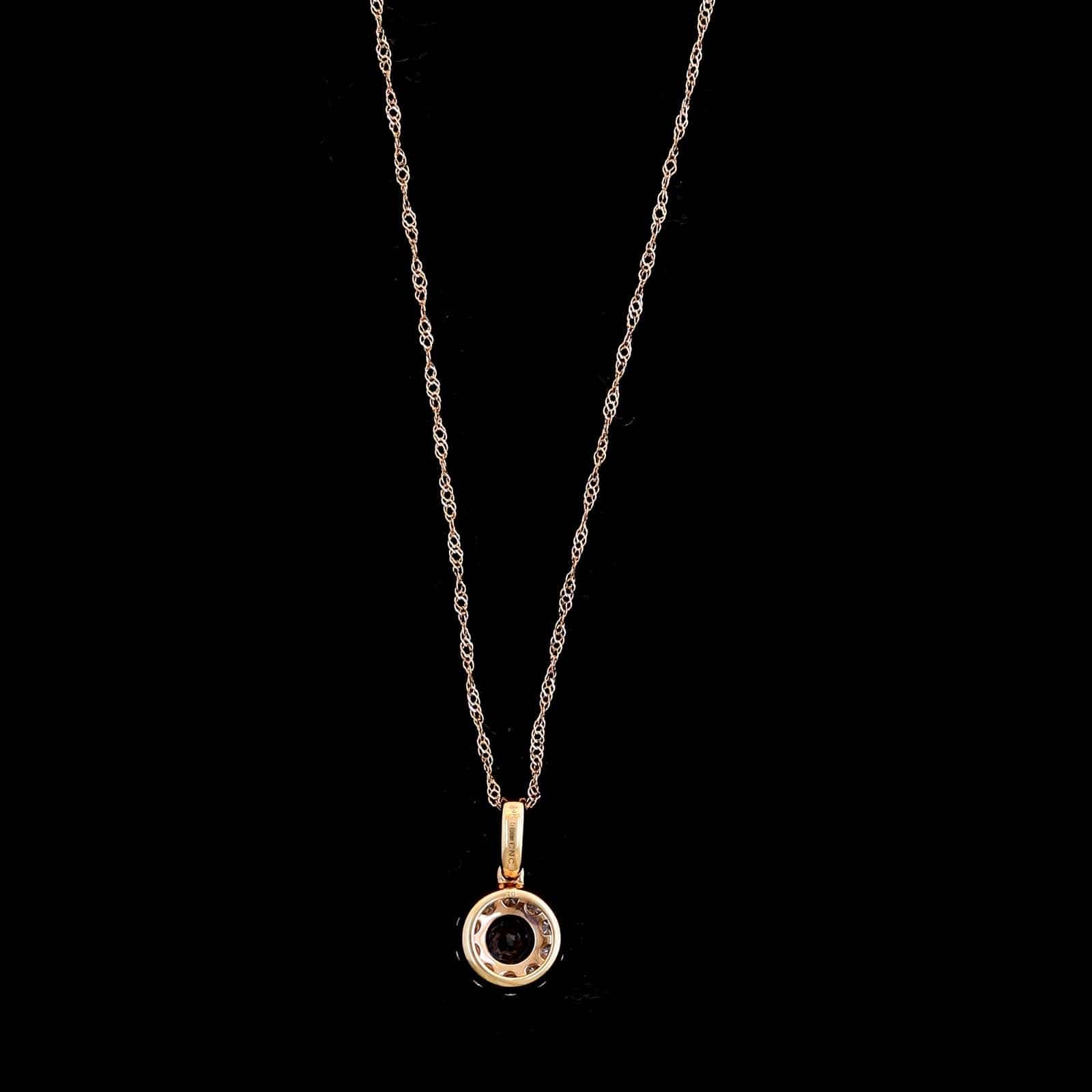 14K Rose Gold Estate Sapphire and Diamond Halo Pendant Necklace - Image 2