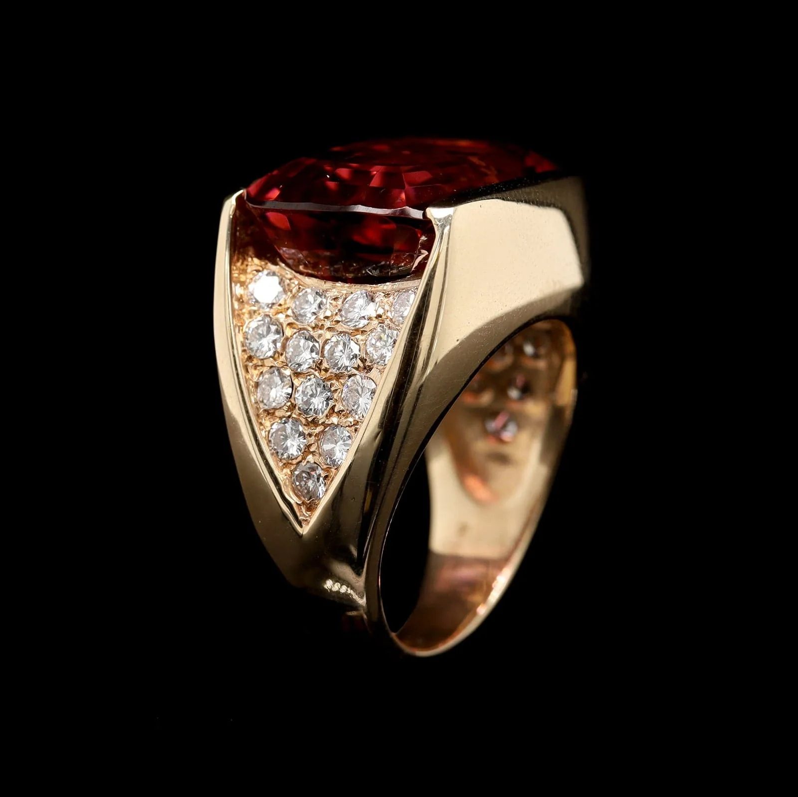 14K Rose Gold Estate Tourmaline and Diamond Ring - Image 2