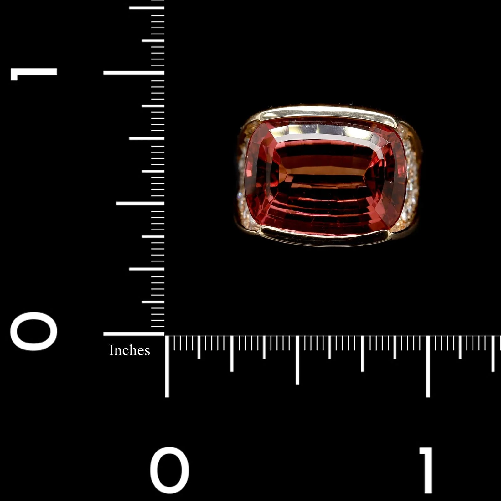 14K Rose Gold Estate Tourmaline and Diamond Ring - Image 3