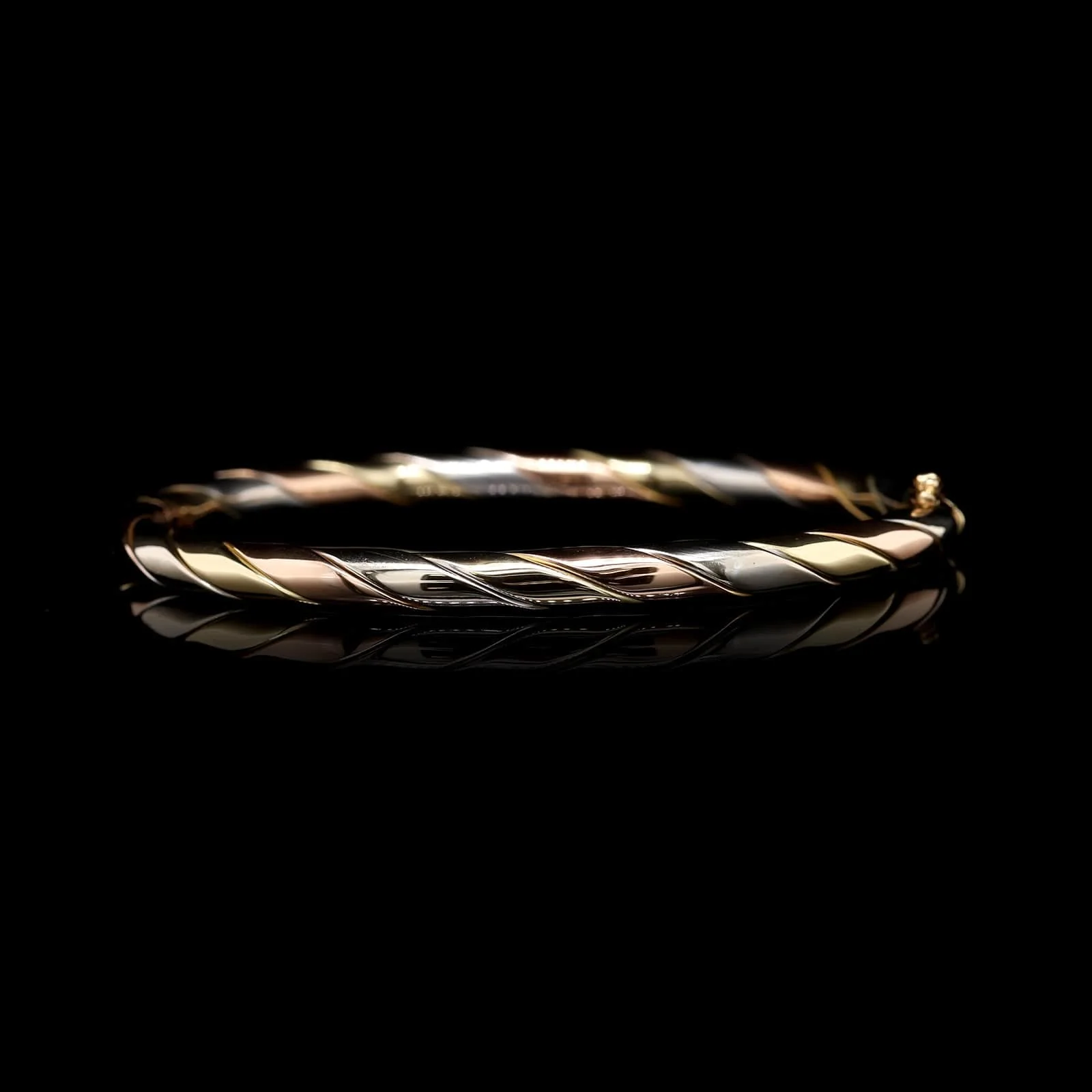 14K Tricolor Gold Estate Hinged Bracelet