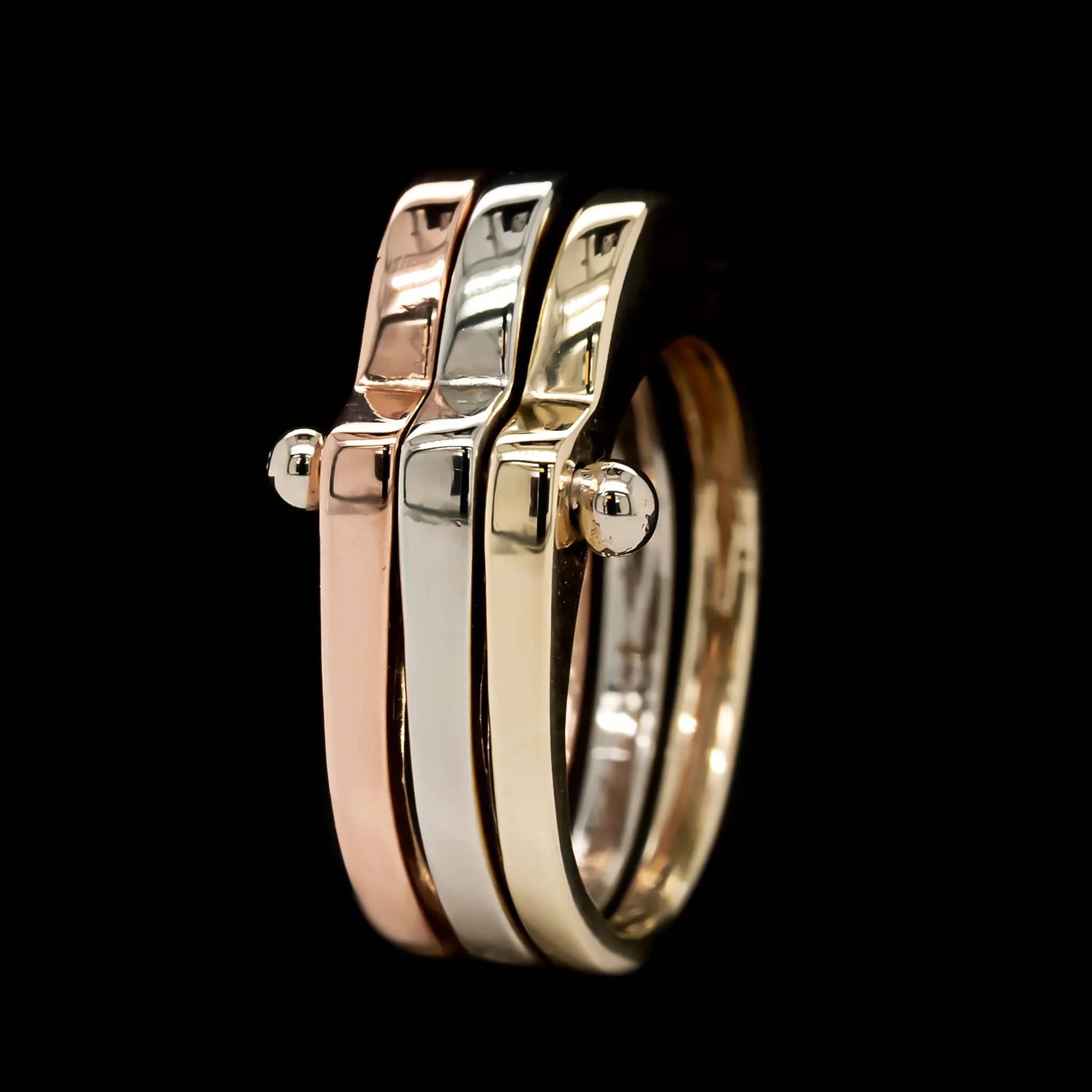 14K Tricolor Gold Estate Stack Ring - Image 2