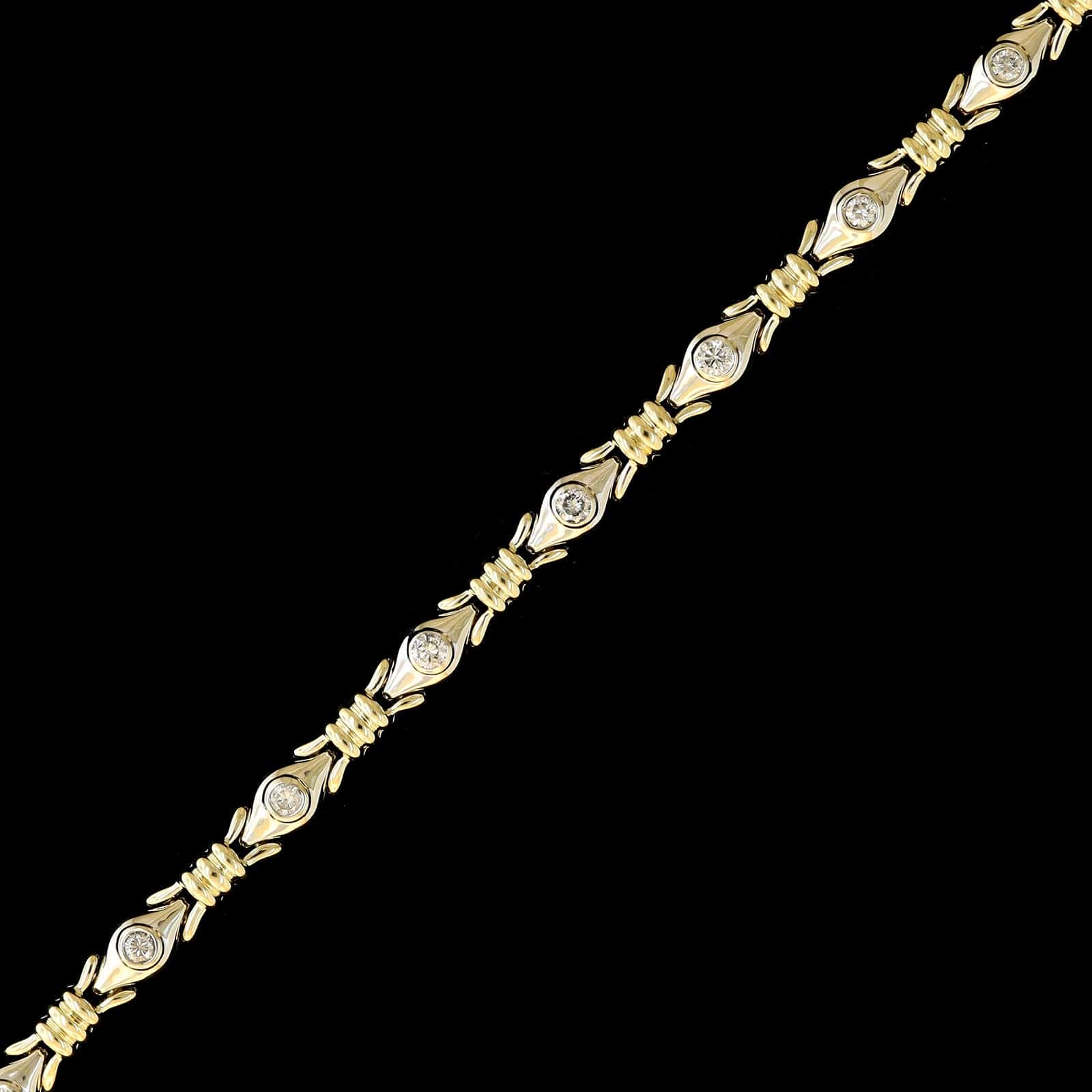 14K Two-tone Estate Diamond Bracelet - Image 2
