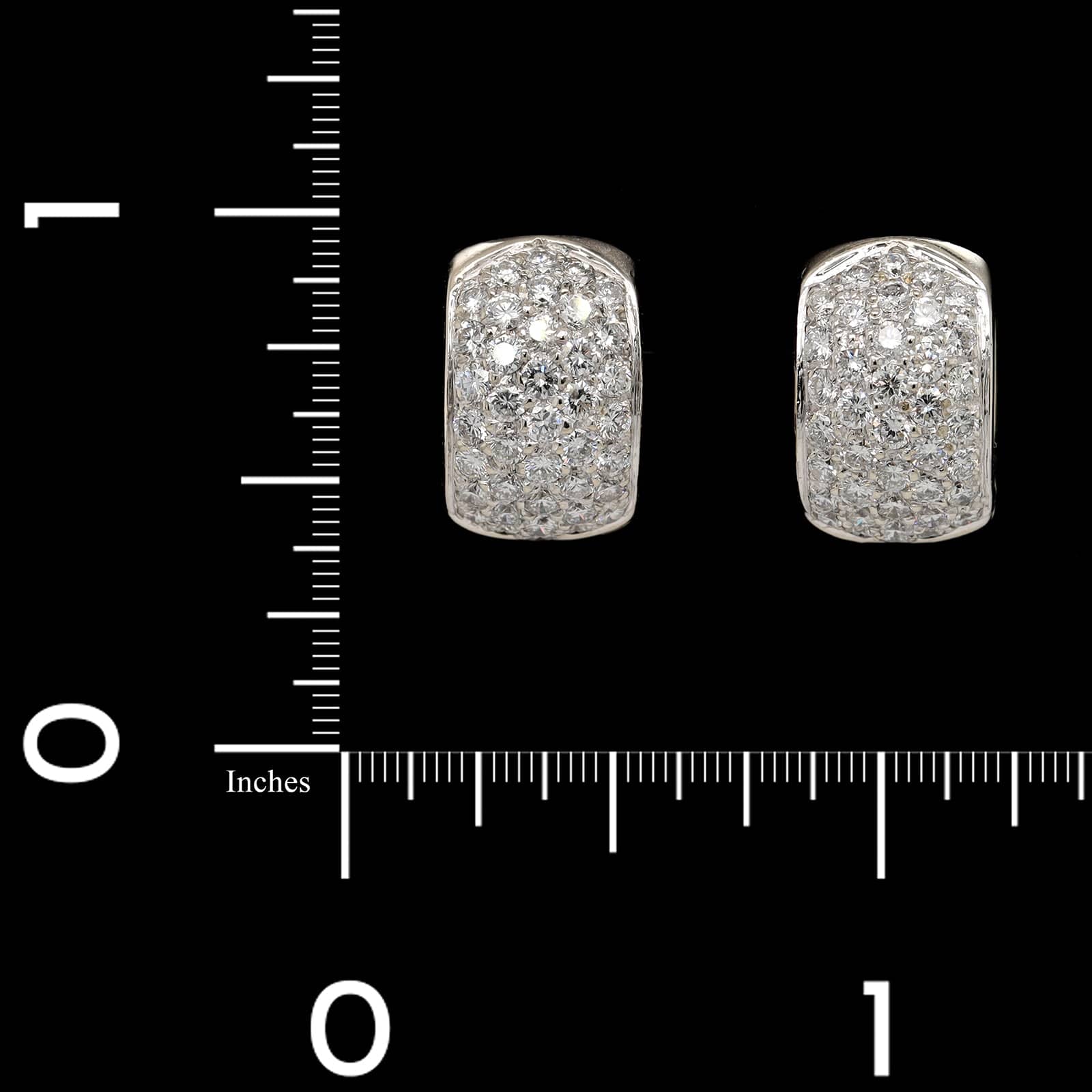14K Two-tone Estate Diamond Huggie Hoop Earrings - Image 2