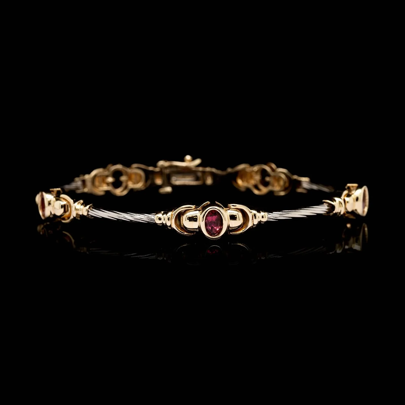 14K Two-tone Estate Gold Pink Tourmaline Bracelet