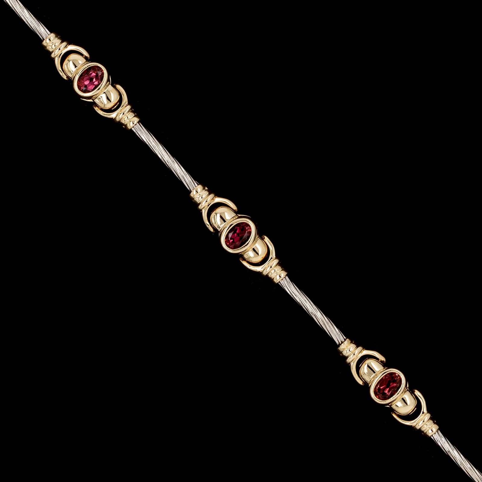 14K Two-tone Estate Gold Pink Tourmaline Bracelet - Image 2