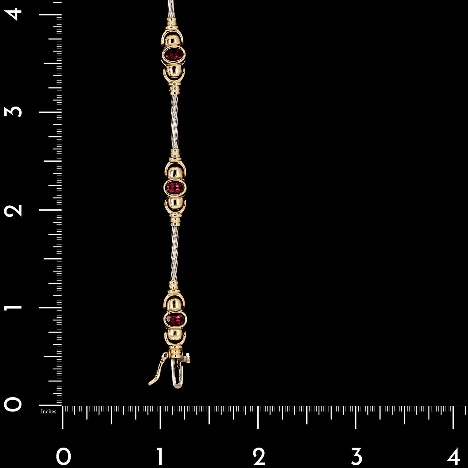 14K Two-tone Estate Gold Pink Tourmaline Bracelet - Image 3