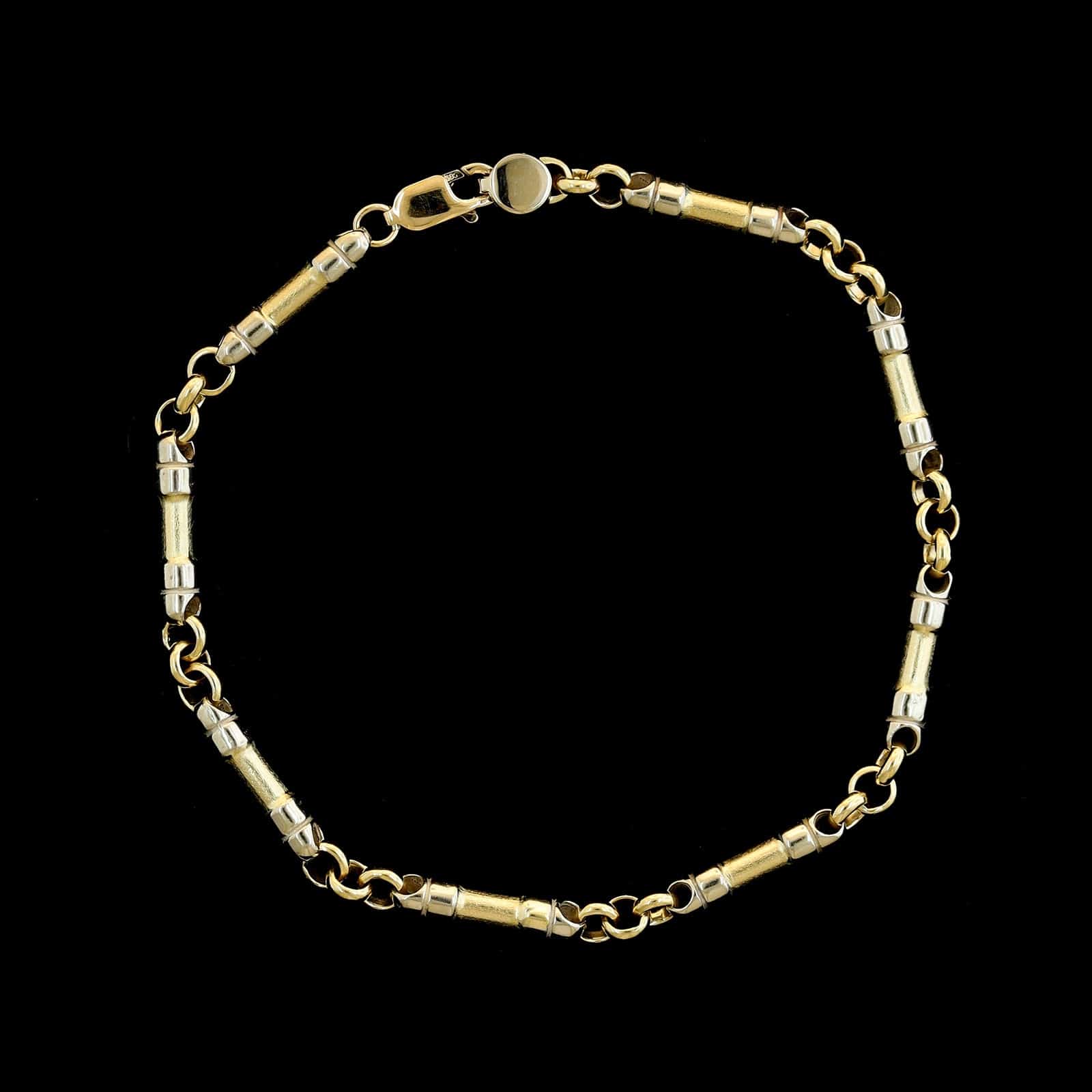14K Two-tone Gold Estate Bar Link Bracelet