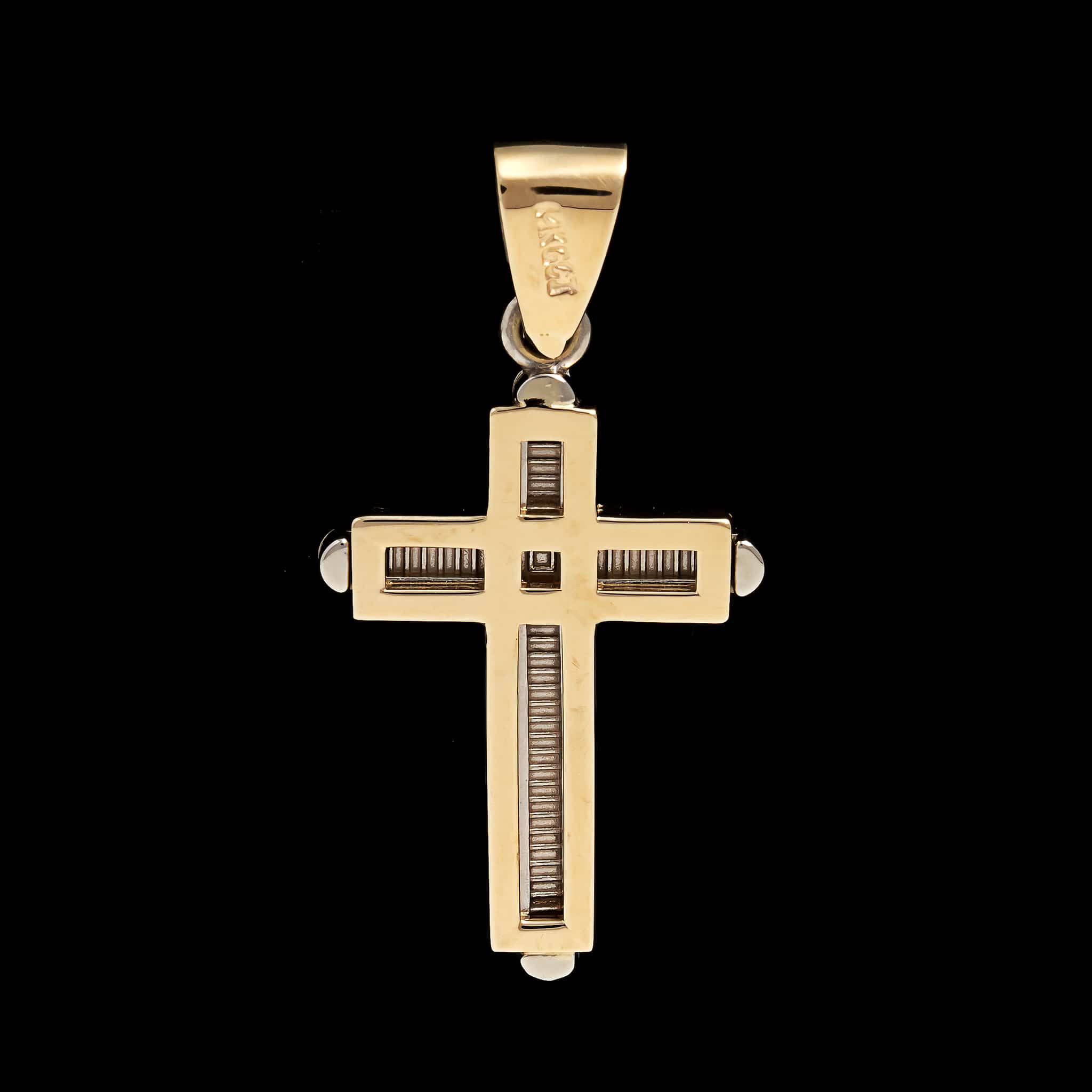 14K Two-tone Gold Estate Cross Pendant - Image 2