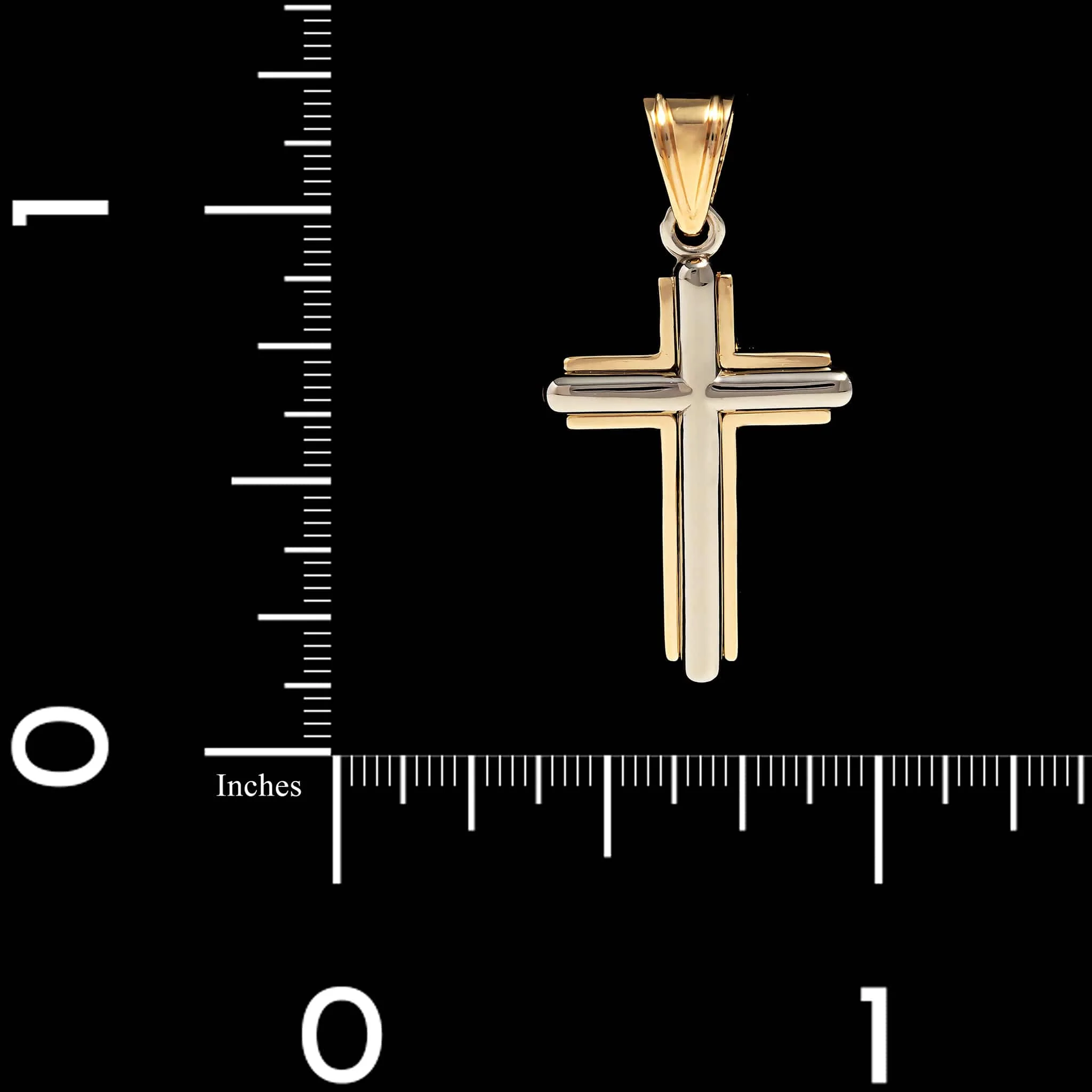 14K Two-tone Gold Estate Cross Pendant - Image 3