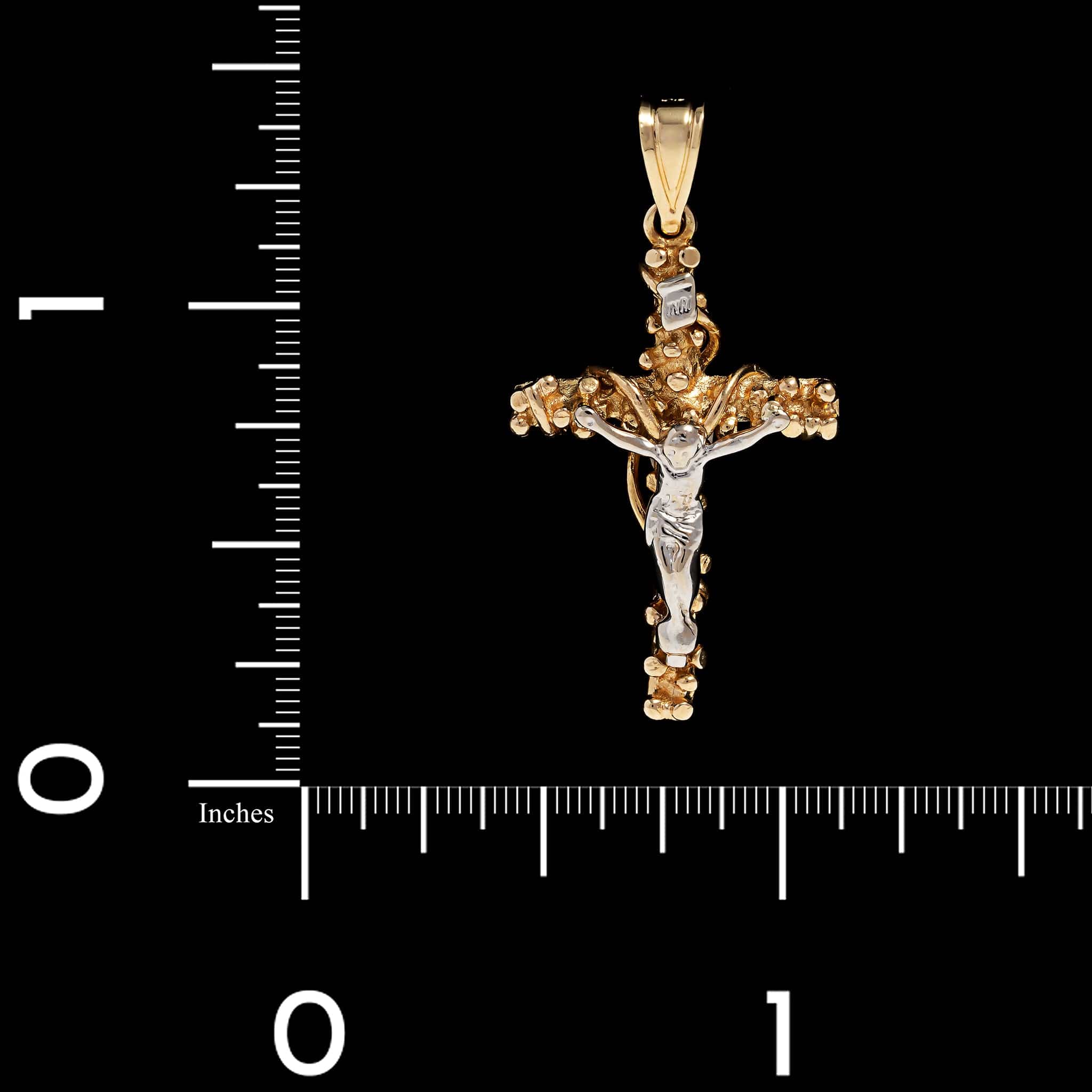 14K Two-tone Gold Estate Diamond Crucifix Cross - Image 3