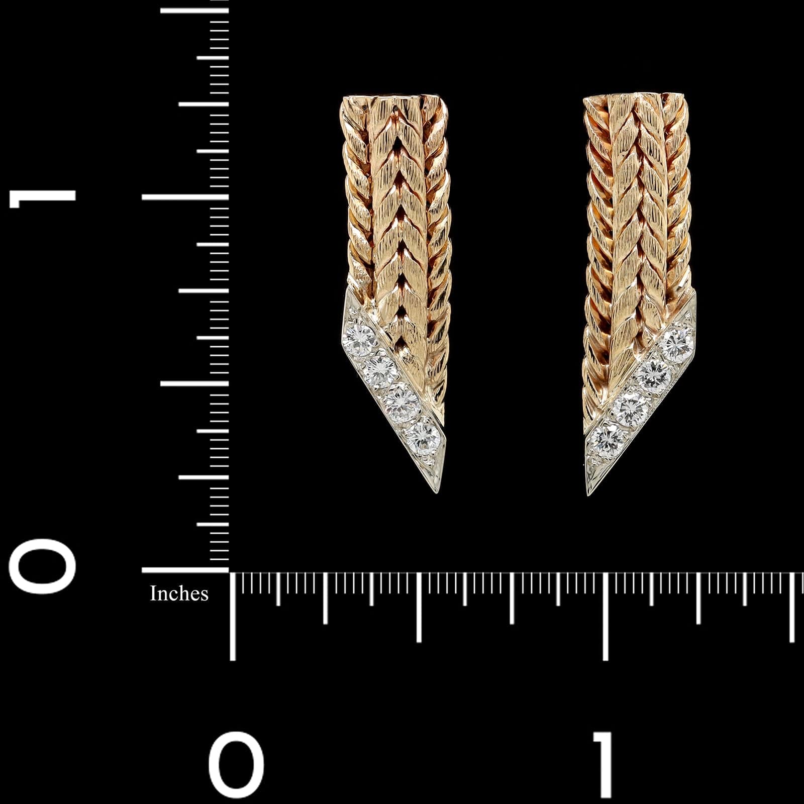 14K Two-tone Gold Estate Diamond Earrings - Image 2