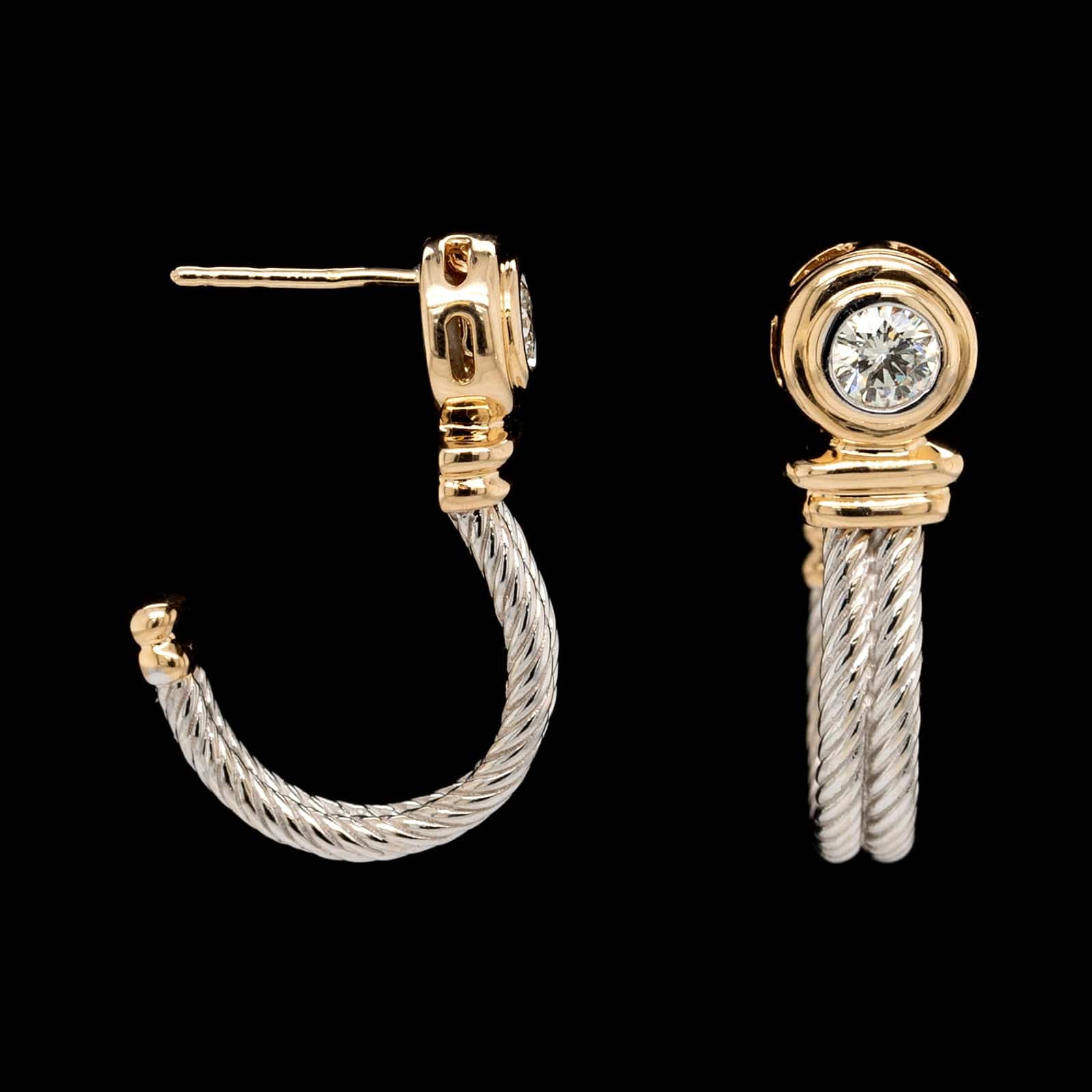 14K Two-tone Gold Estate Diamond Earrings