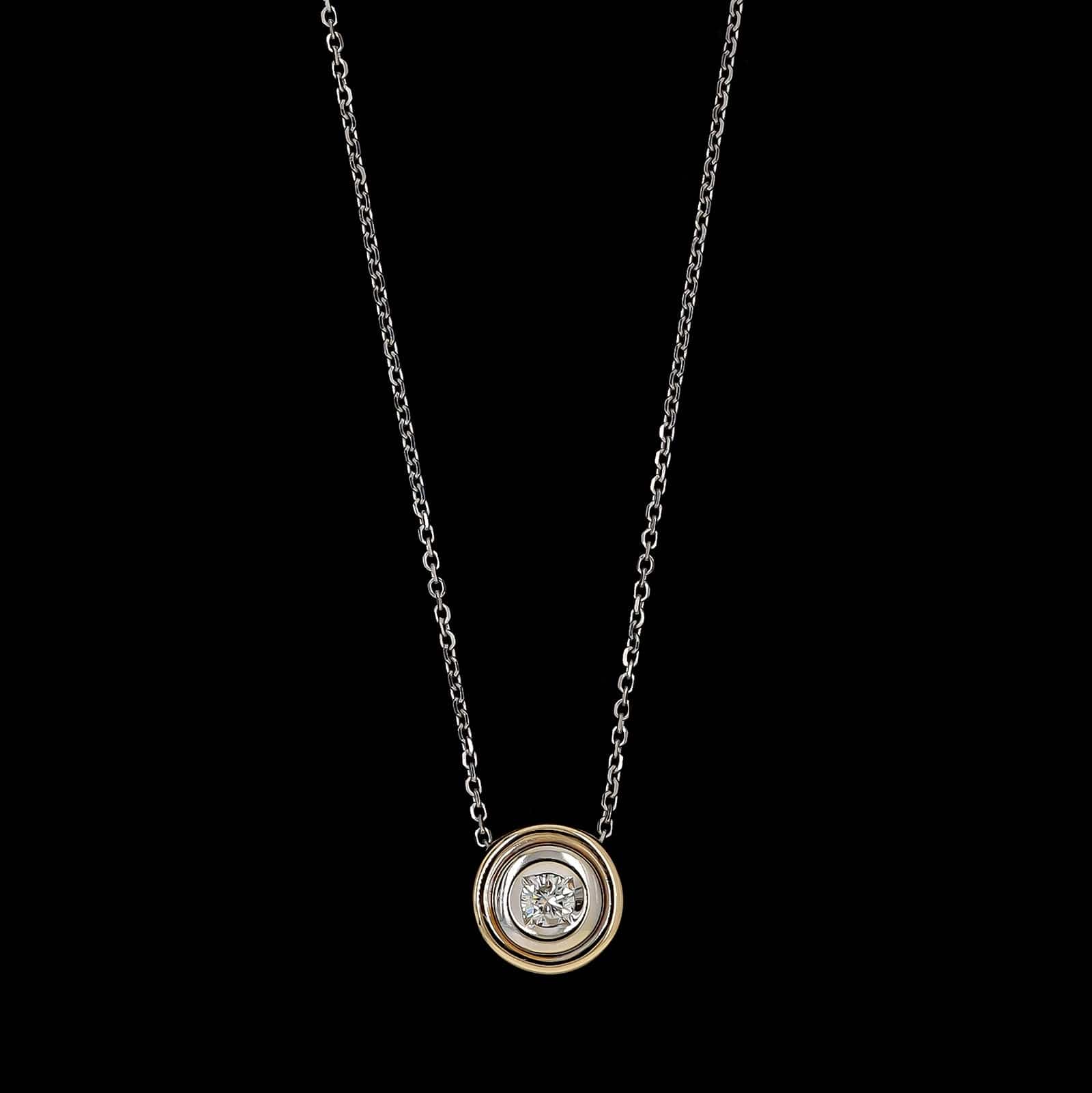 14K Two-tone Gold Estate Diamond Pendant Necklace