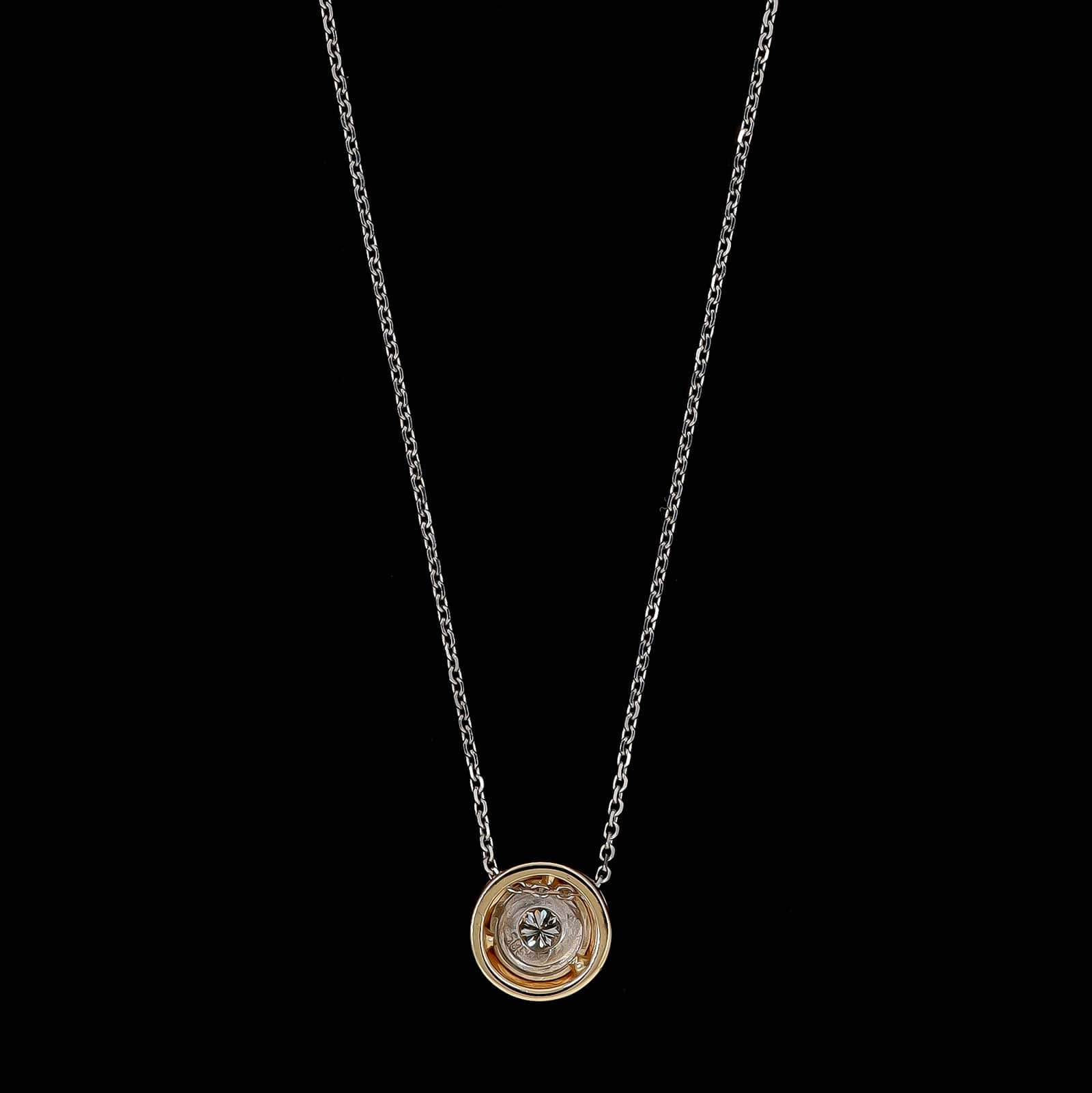 14K Two-tone Gold Estate Diamond Pendant Necklace - Image 2