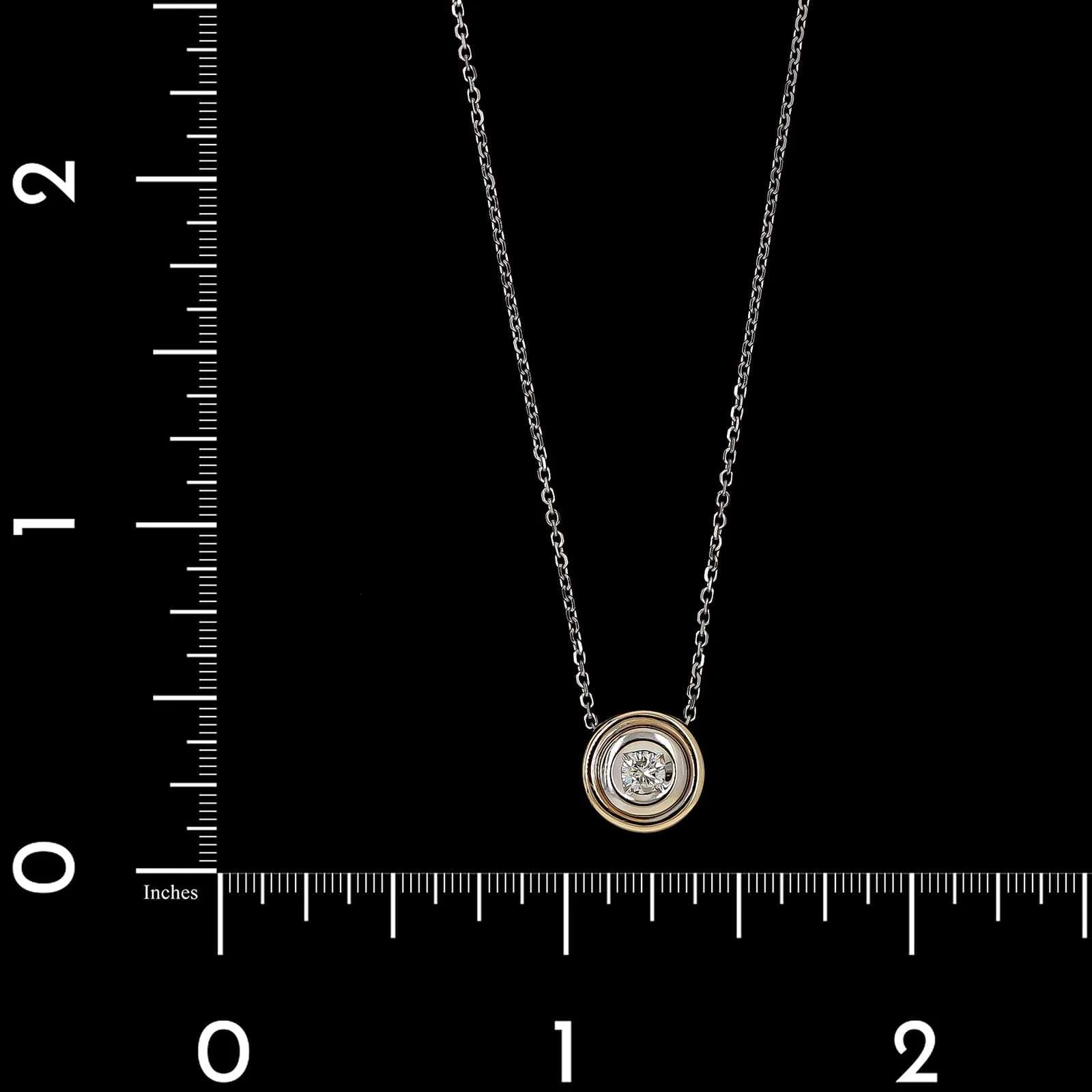 14K Two-tone Gold Estate Diamond Pendant Necklace - Image 4