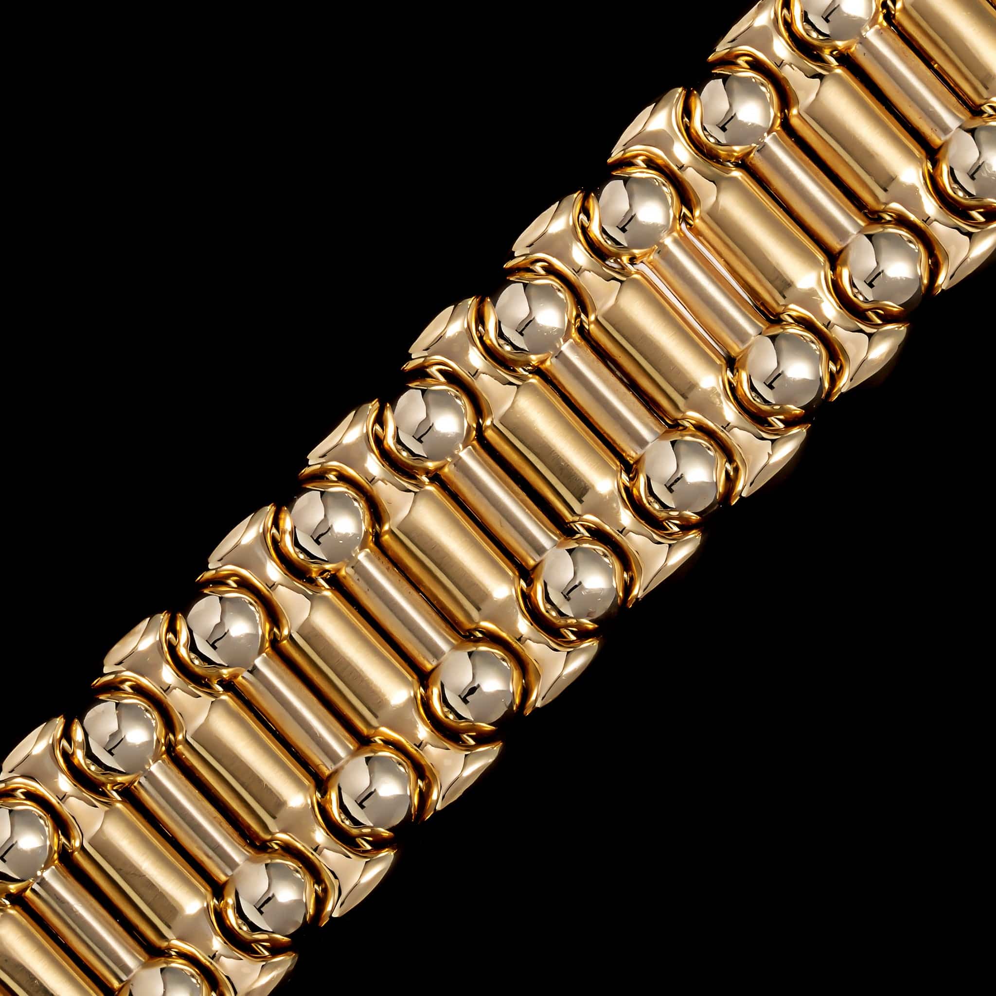 14K Two-tone Gold Estate Fancy Link Bracelet - Image 2