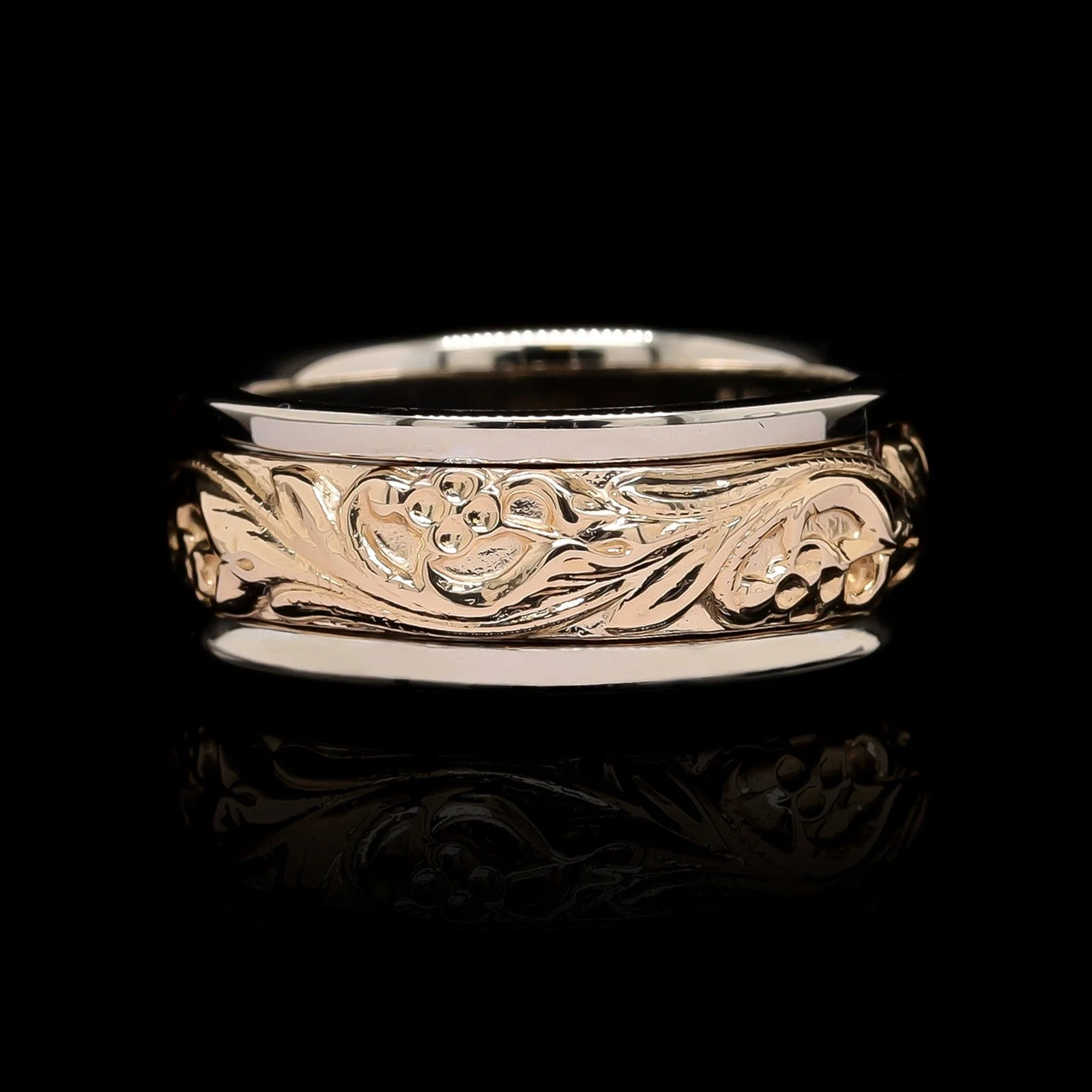14K Two-tone Gold Estate Floral Band