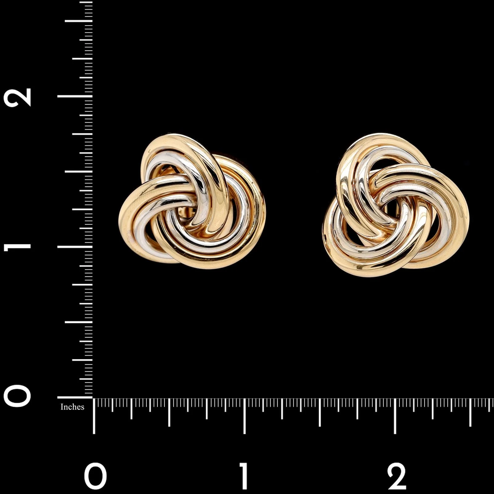 14K Two-tone Gold Estate Knot Earrings - Image 2
