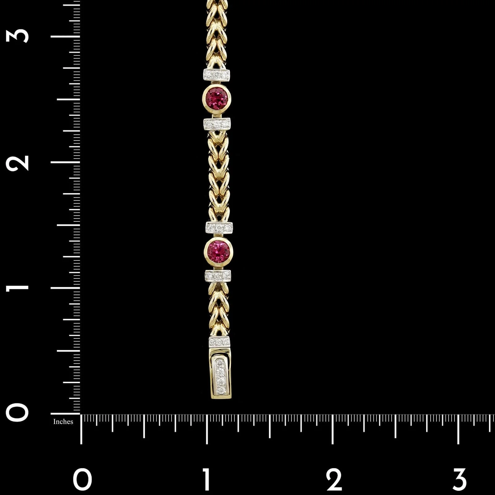 14K Two-tone Gold Estate Pink Tourmaline and Diamond Bracelet - Image 5