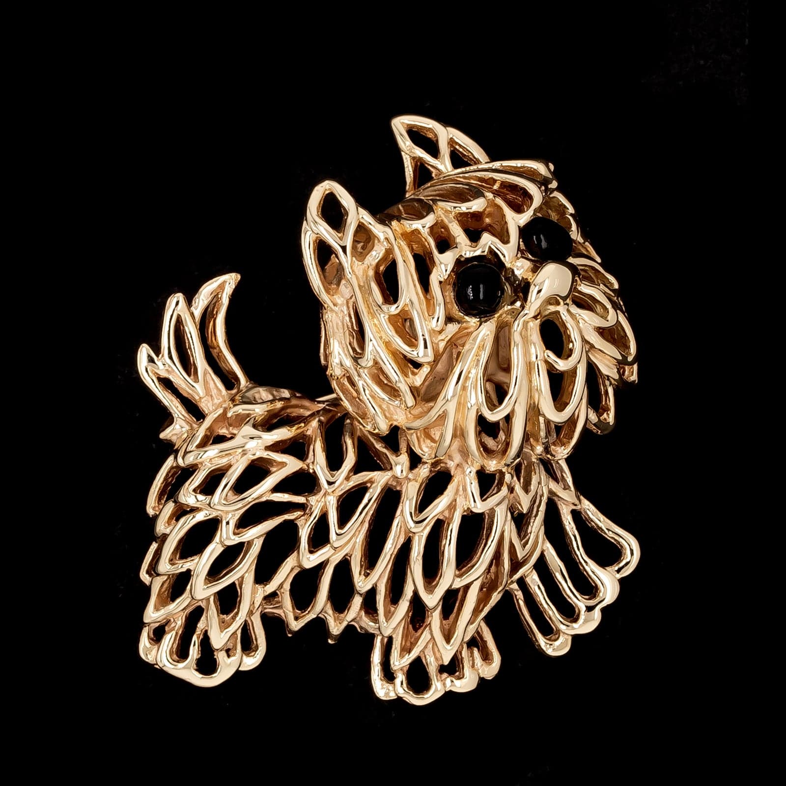 14K Two-tone Gold Estate Terrier Dog Pin