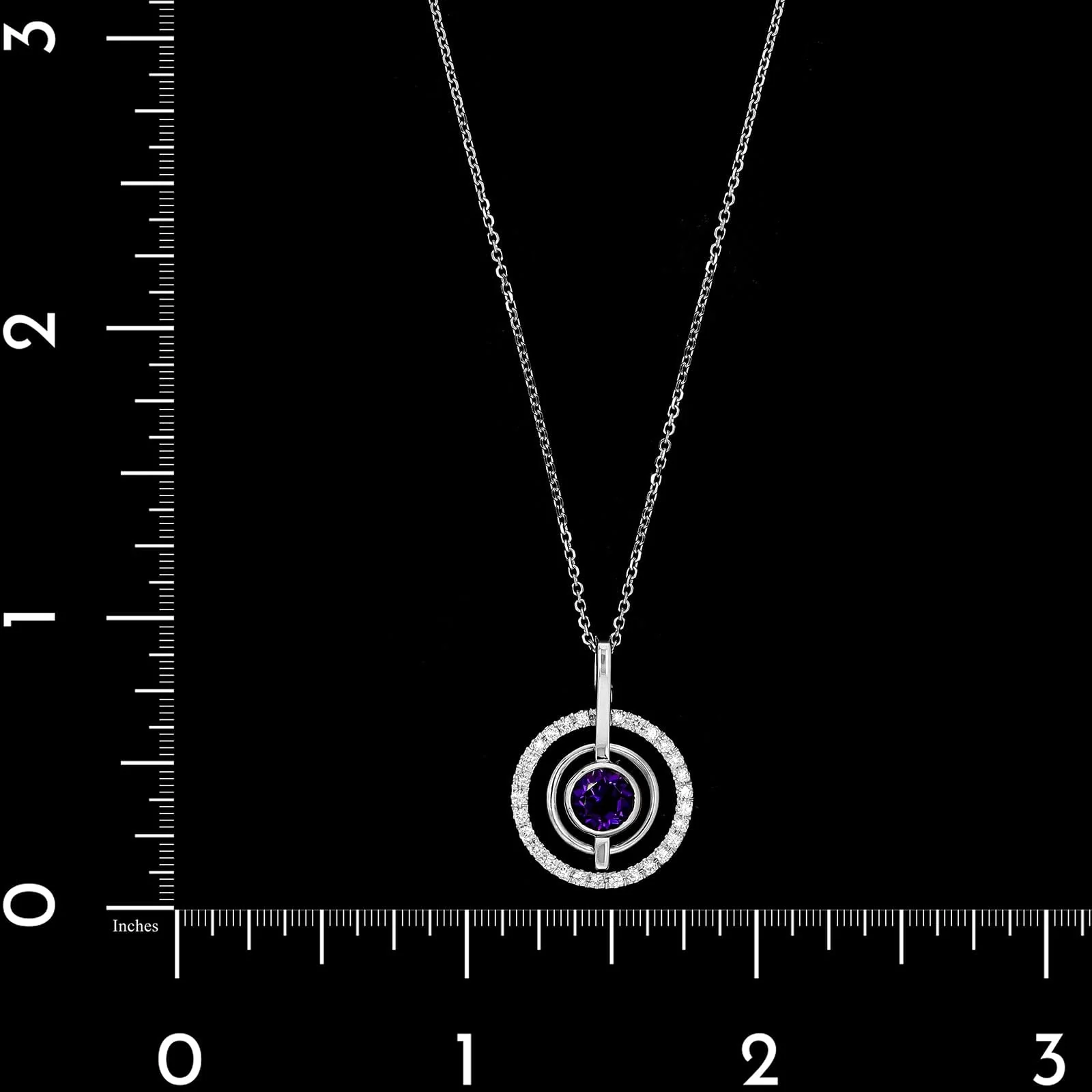 14K White Gold Estate Amethyst and Diamond Pendant Necklace - Image 4