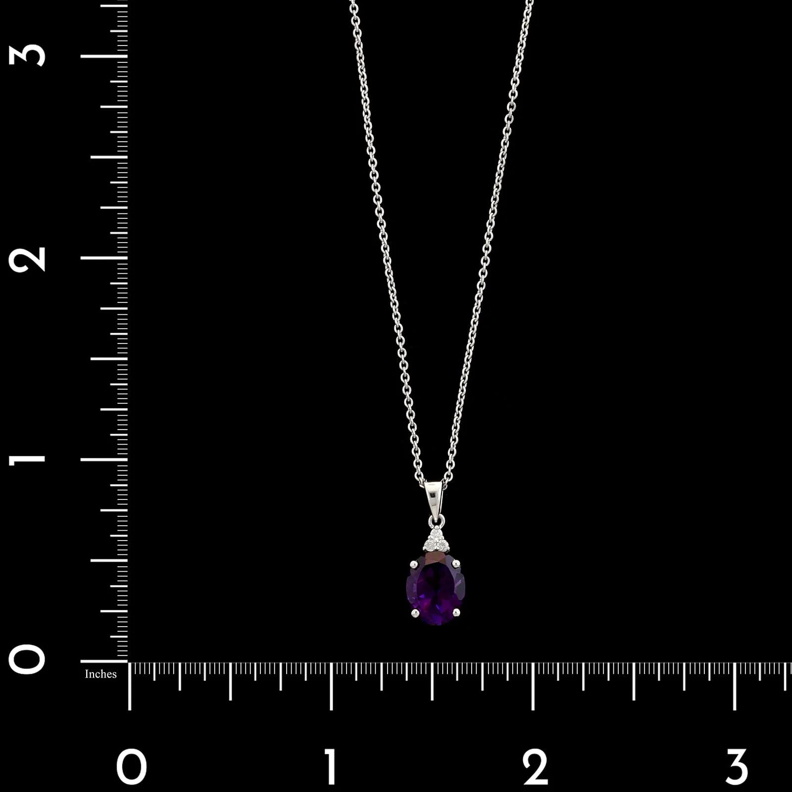 14K White Gold Estate Amethyst and Diamond Pendant Necklace - Image 4