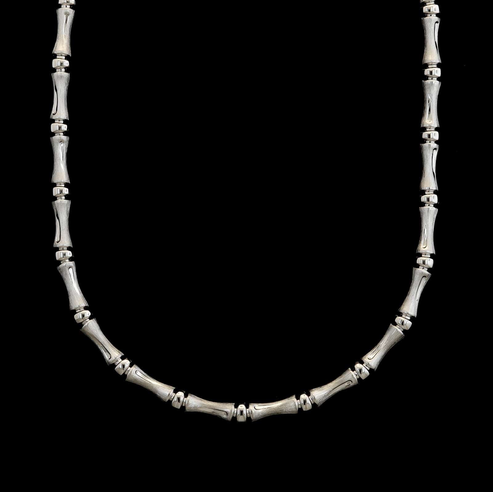14K White Gold Estate Bamboo Link Necklace