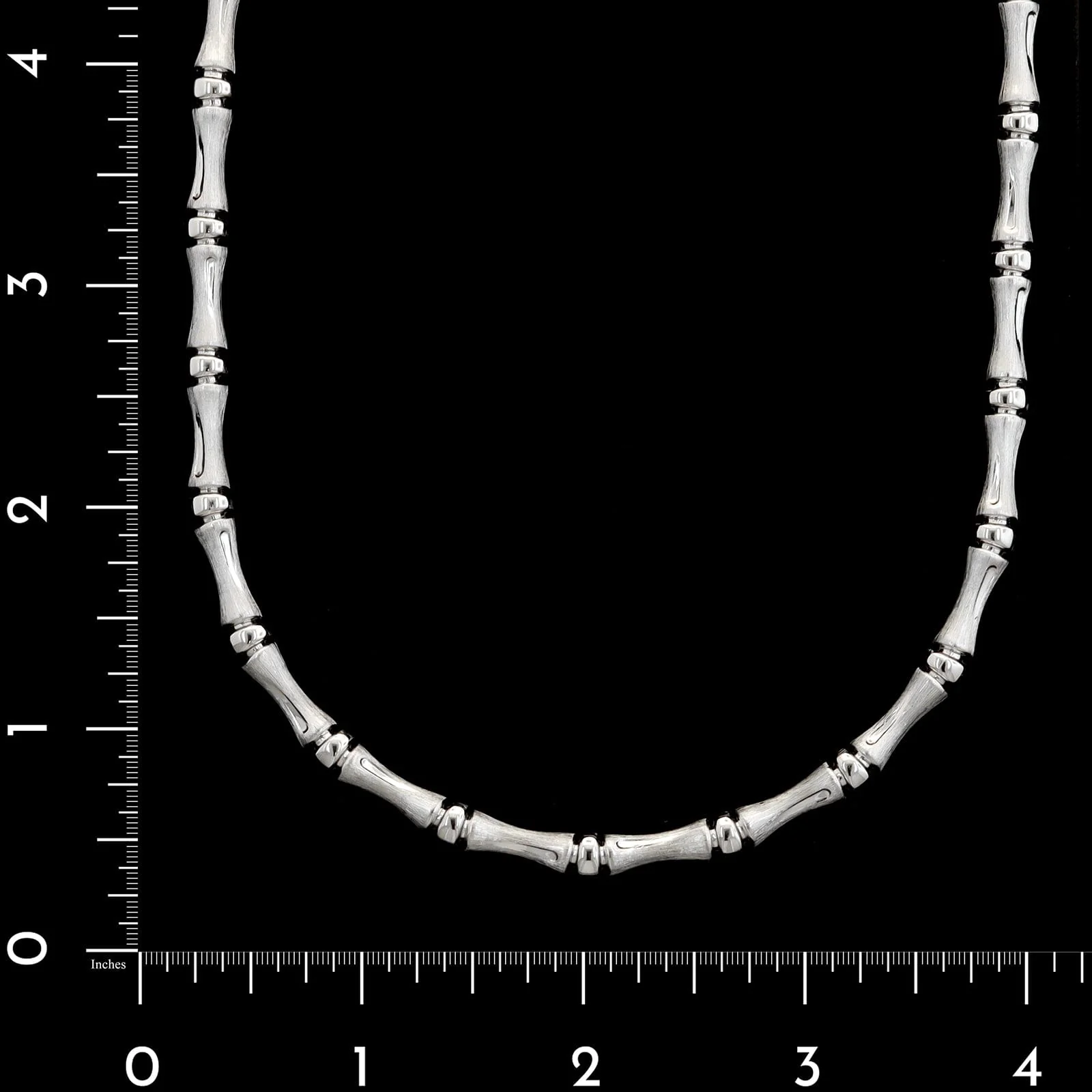 14K White Gold Estate Bamboo Link Necklace - Image 4