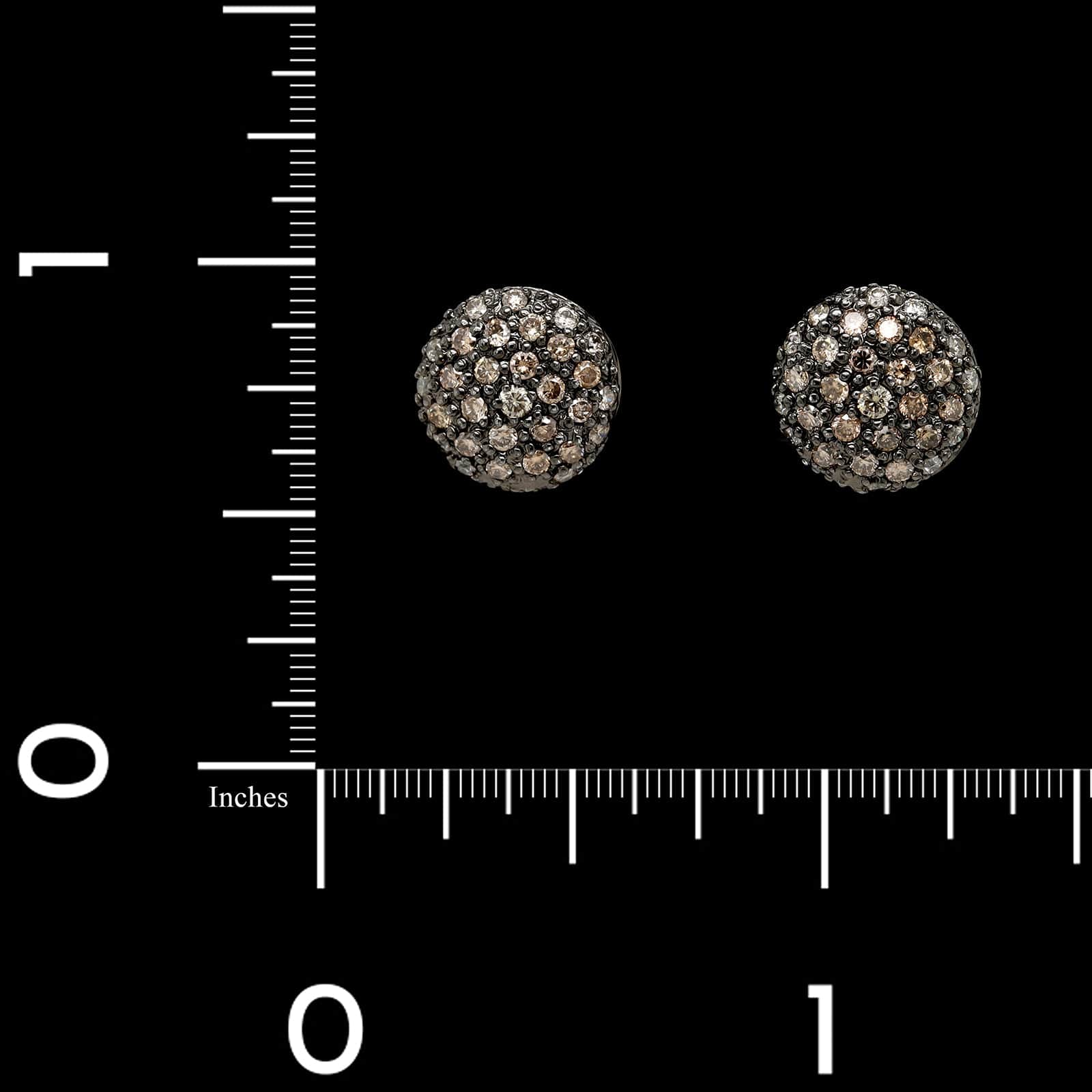 14K White Gold Estate Black Rhodium Brown Diamond Earrings - Image 2