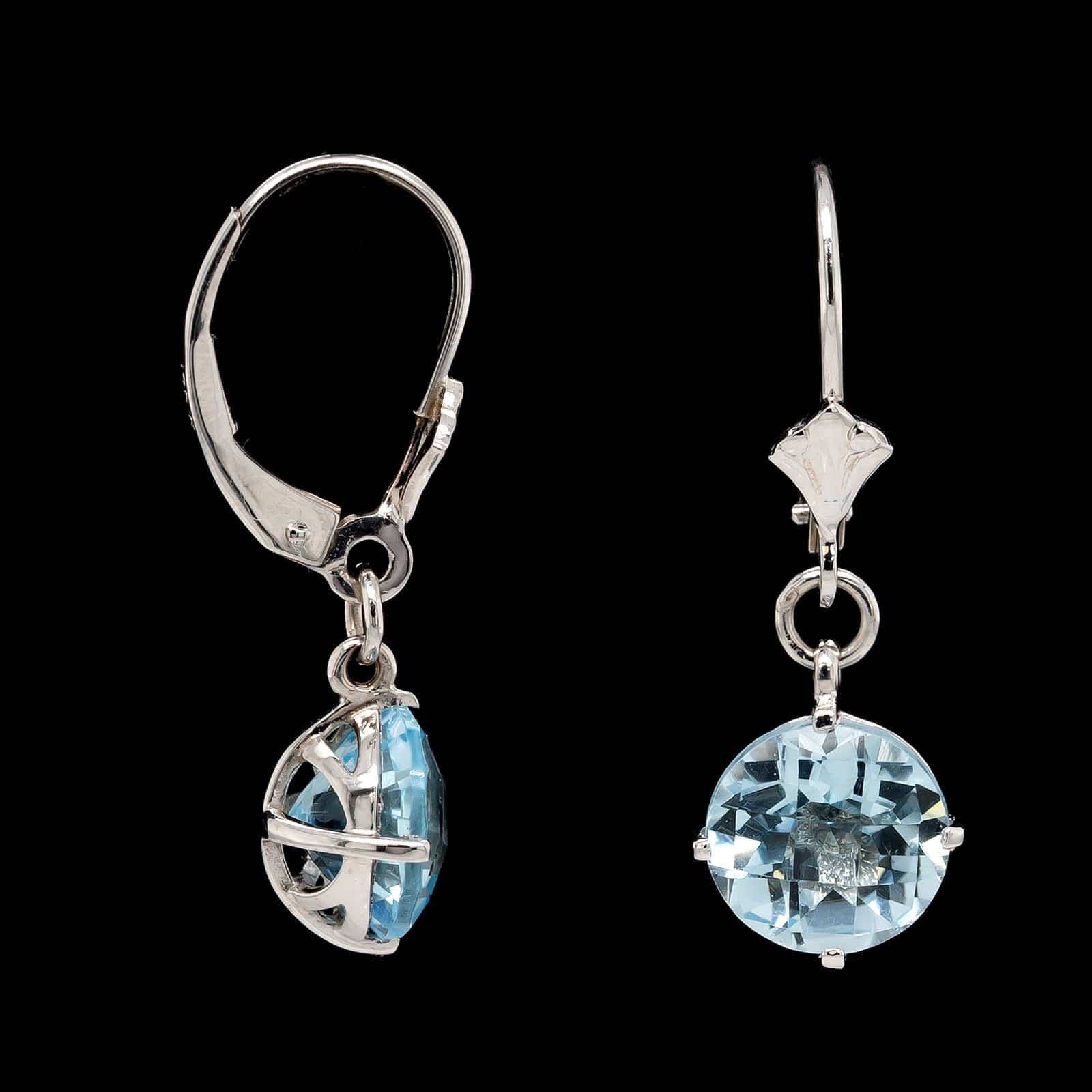 14K White Gold Estate Blue Topaz Earrings