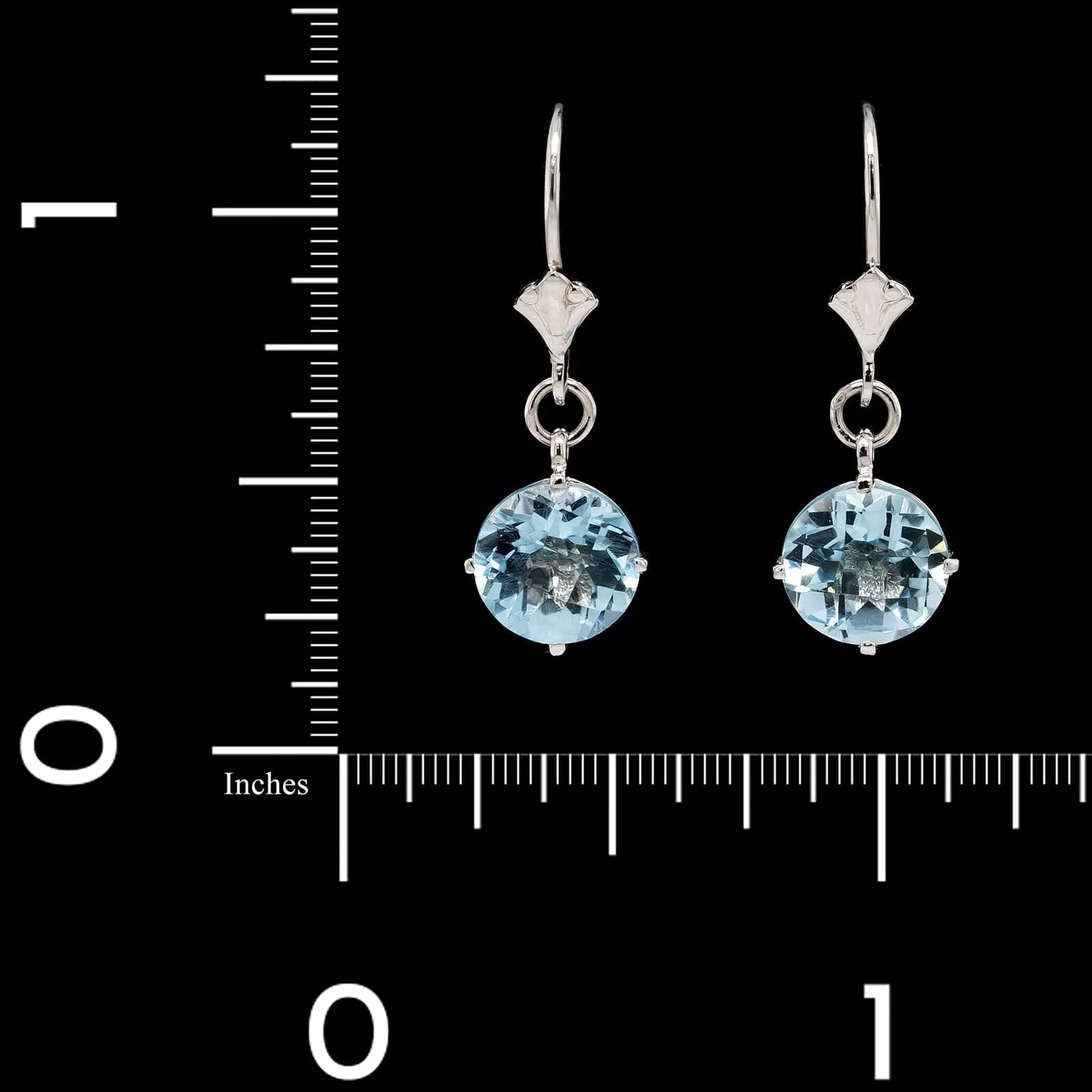 14K White Gold Estate Blue Topaz Earrings - Image 2