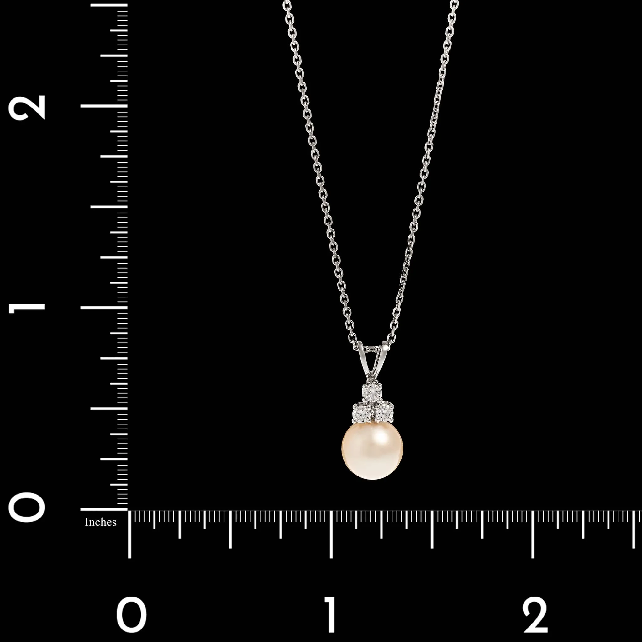 14K White Gold Estate Cultured Pearl and Diamond Pendant Necklace&nbsp; - Image 4