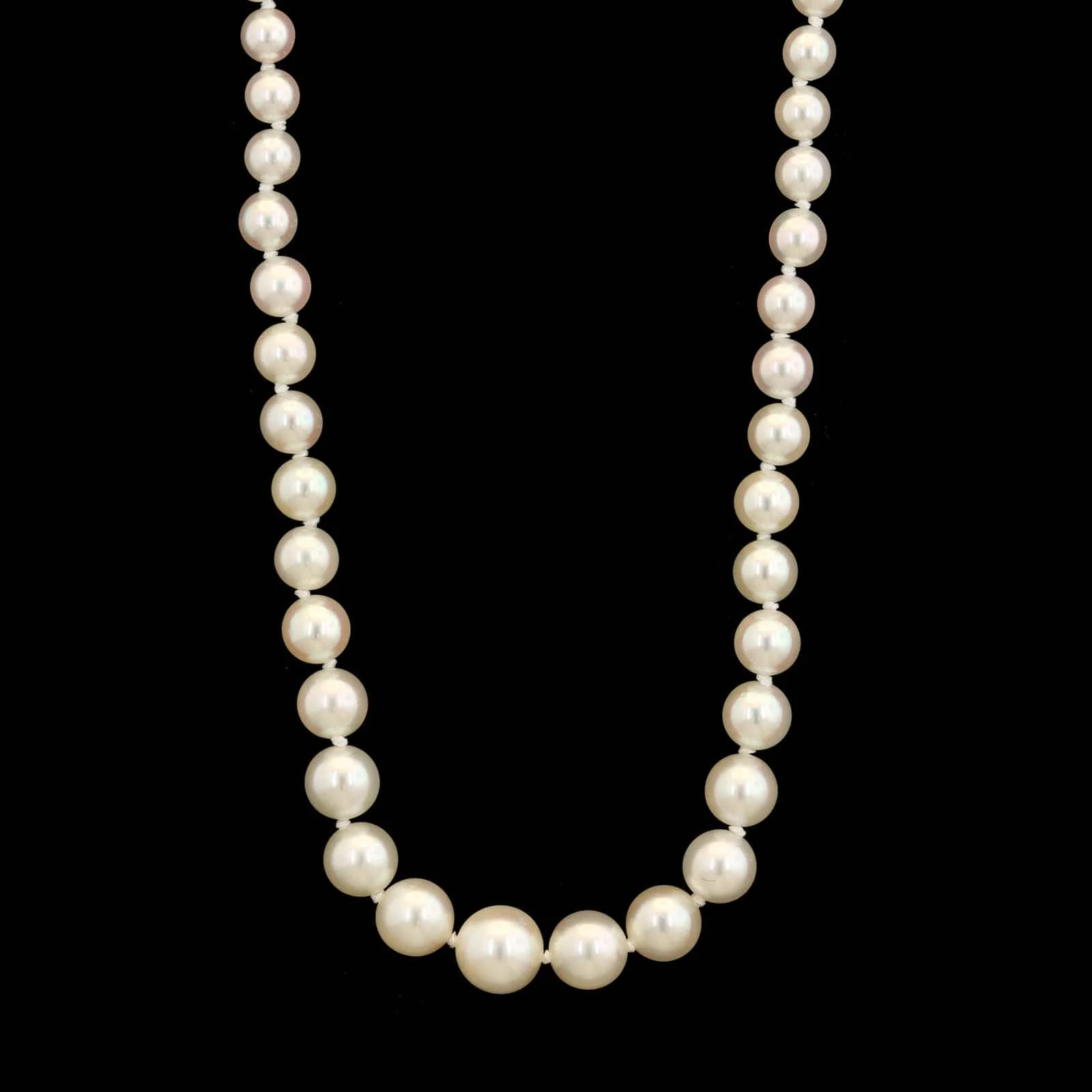 14K White Gold Estate Cultured Pearl Graduated Necklace