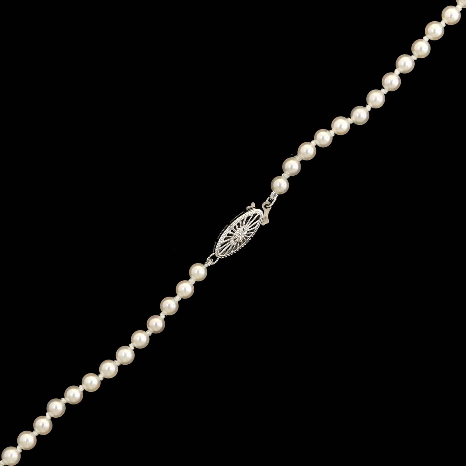 14K White Gold Estate Cultured Pearl Graduated Necklace - Image 2