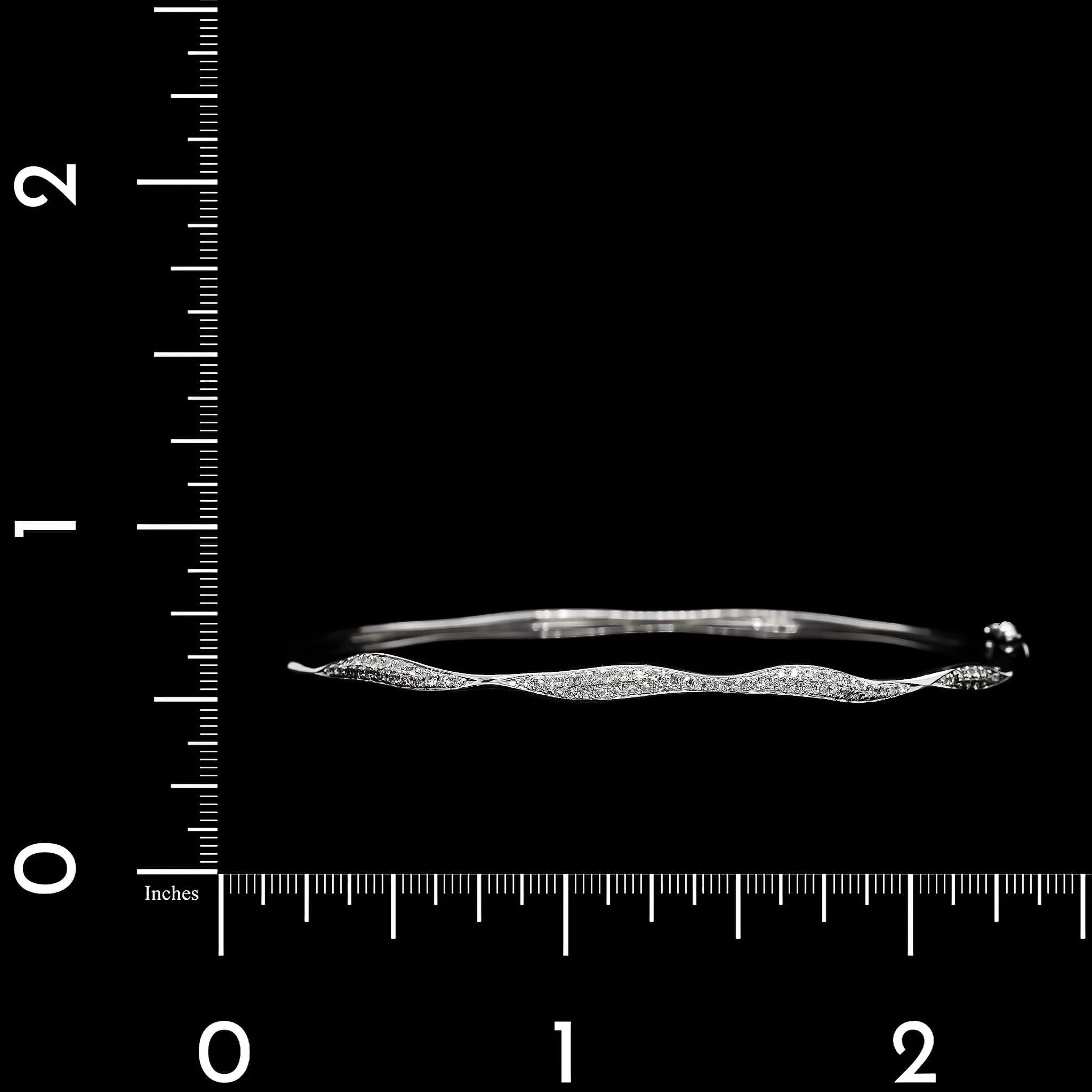 14K White Gold Estate Diamond Bangle Bracelet - Image 3