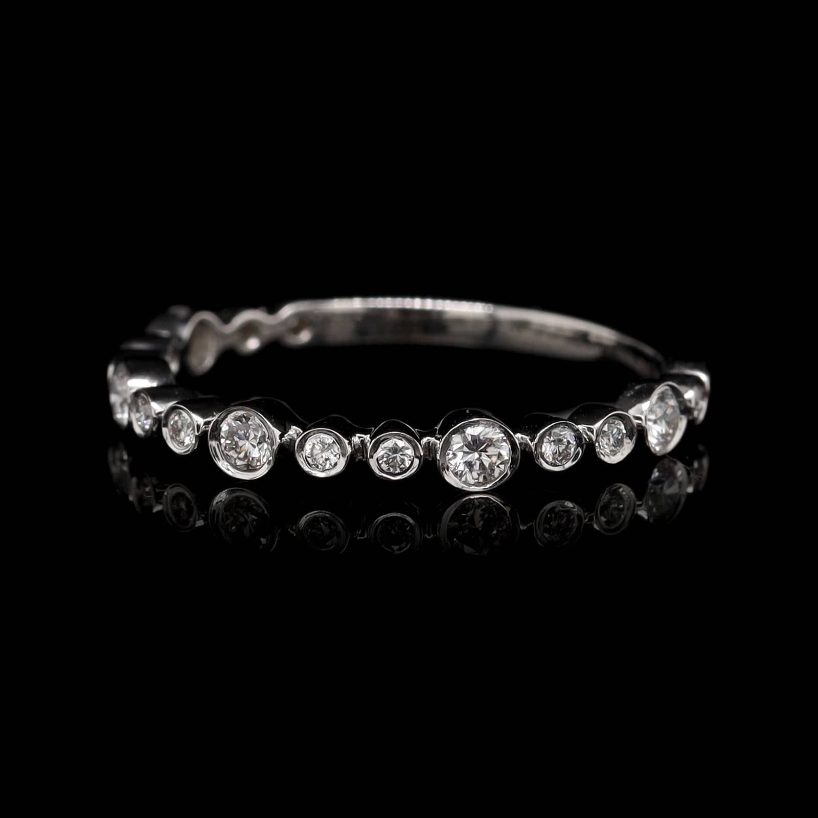 14K White Gold Estate Diamond Bezel Band
