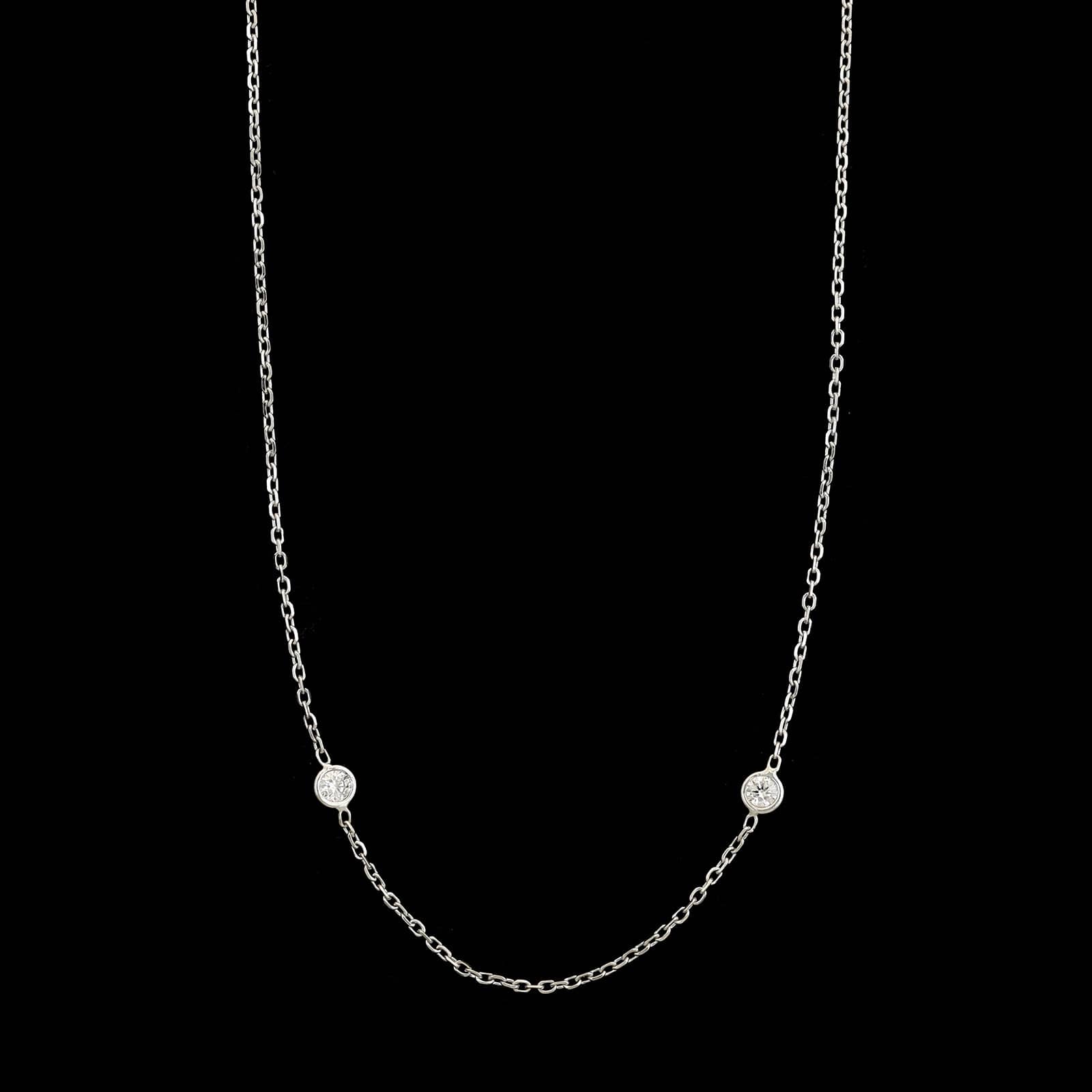 14K White Gold Estate Diamond by the Inch Necklace